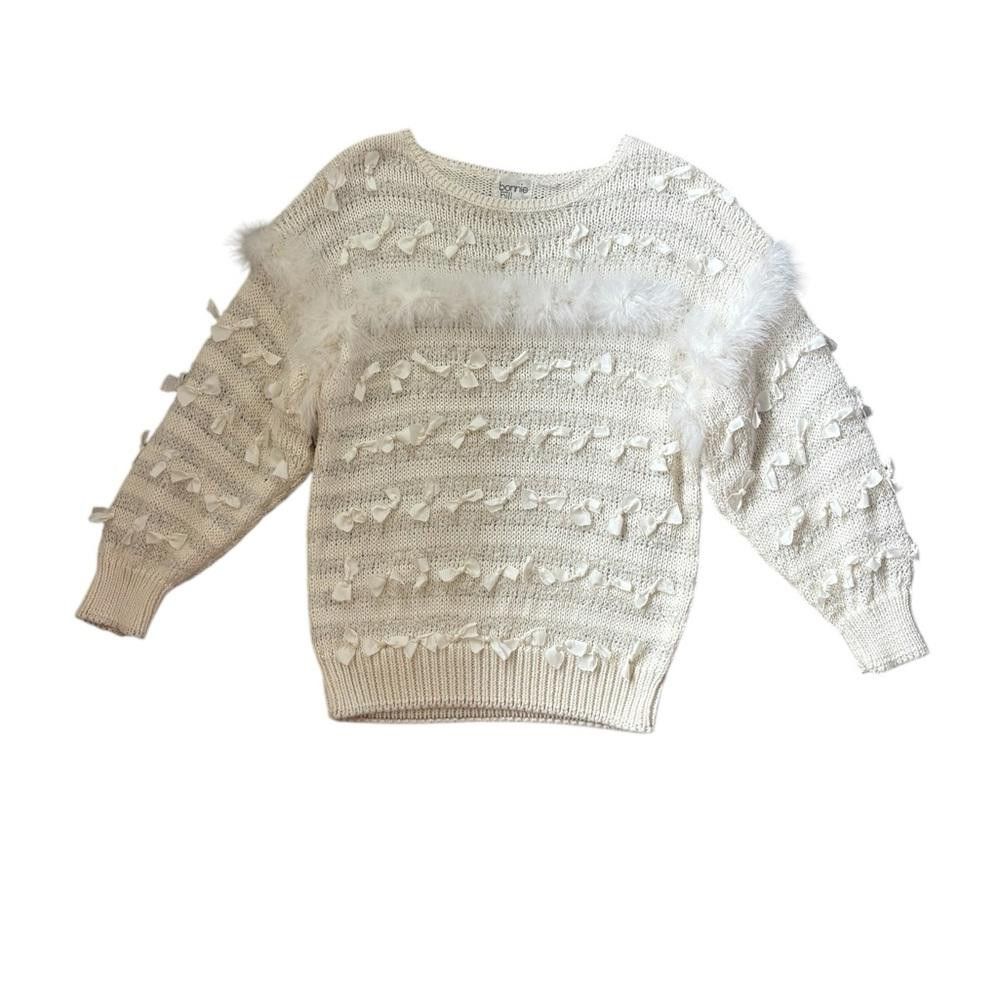 Designer × Vintage Bonnie and Bill Made in Korea Vintage Bows/Fur Knit Sweater Size S / US 4 / IT 40 - 1 Thumbnail