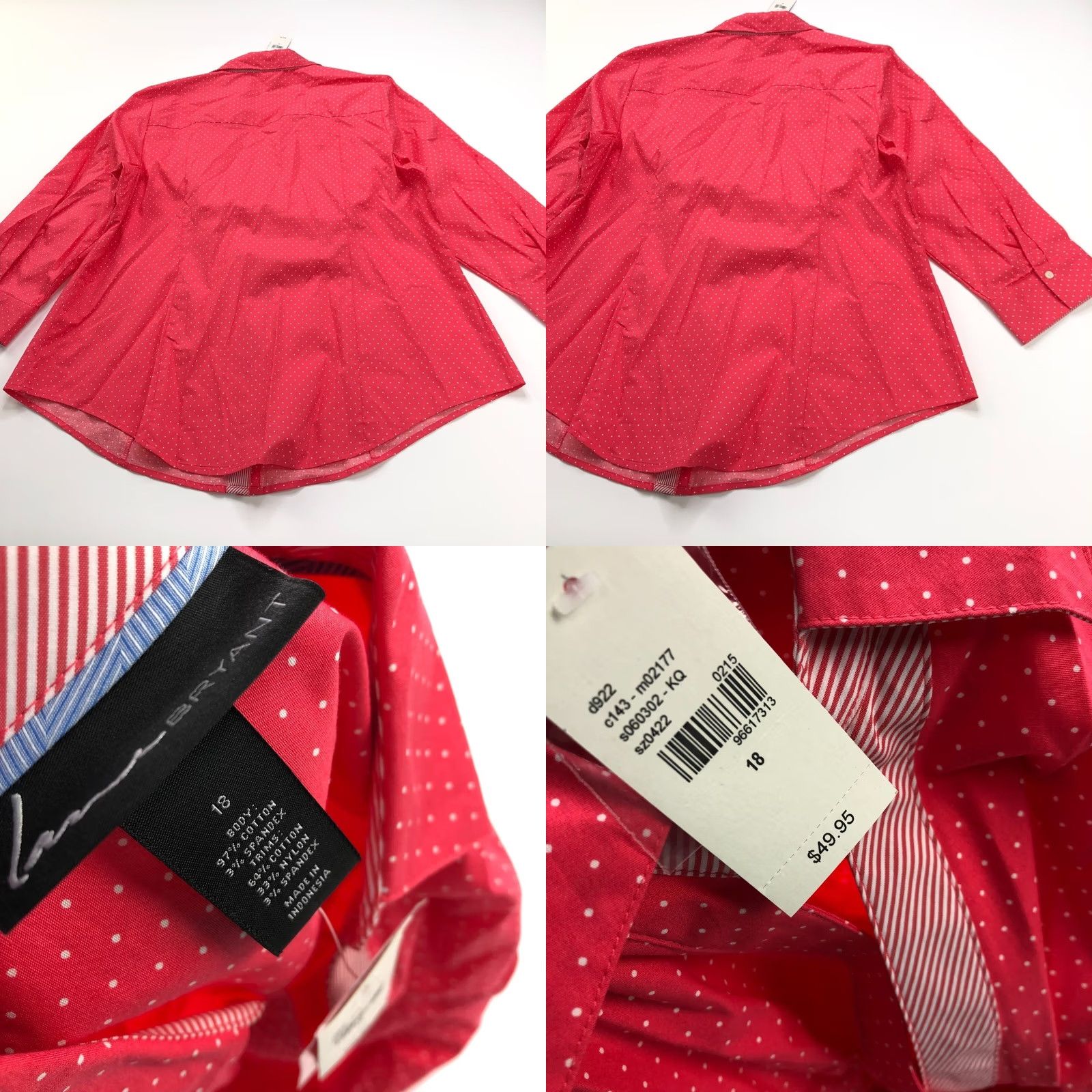 Vintage Lane Bryant Shirt Polka Dot Button-Up Plus 18 Pink Red Collared Long Sleeve Women’s Casual Vintage? No. Size XXL / US 16-18 / IT 52-54 - 8 Thumbnail