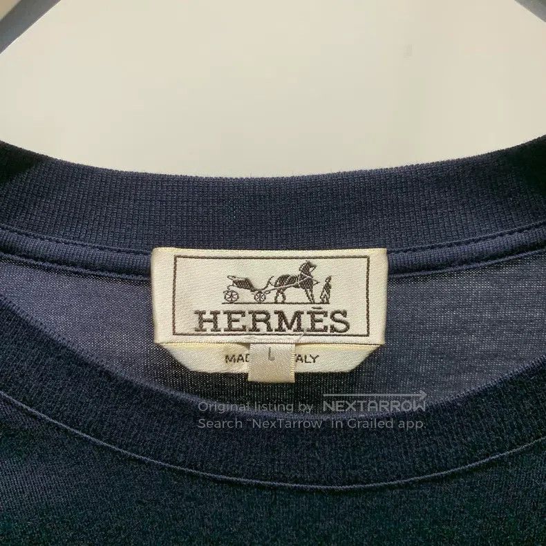 Hermes Printed Pocket Cotton Short Sleeve T-Shirt