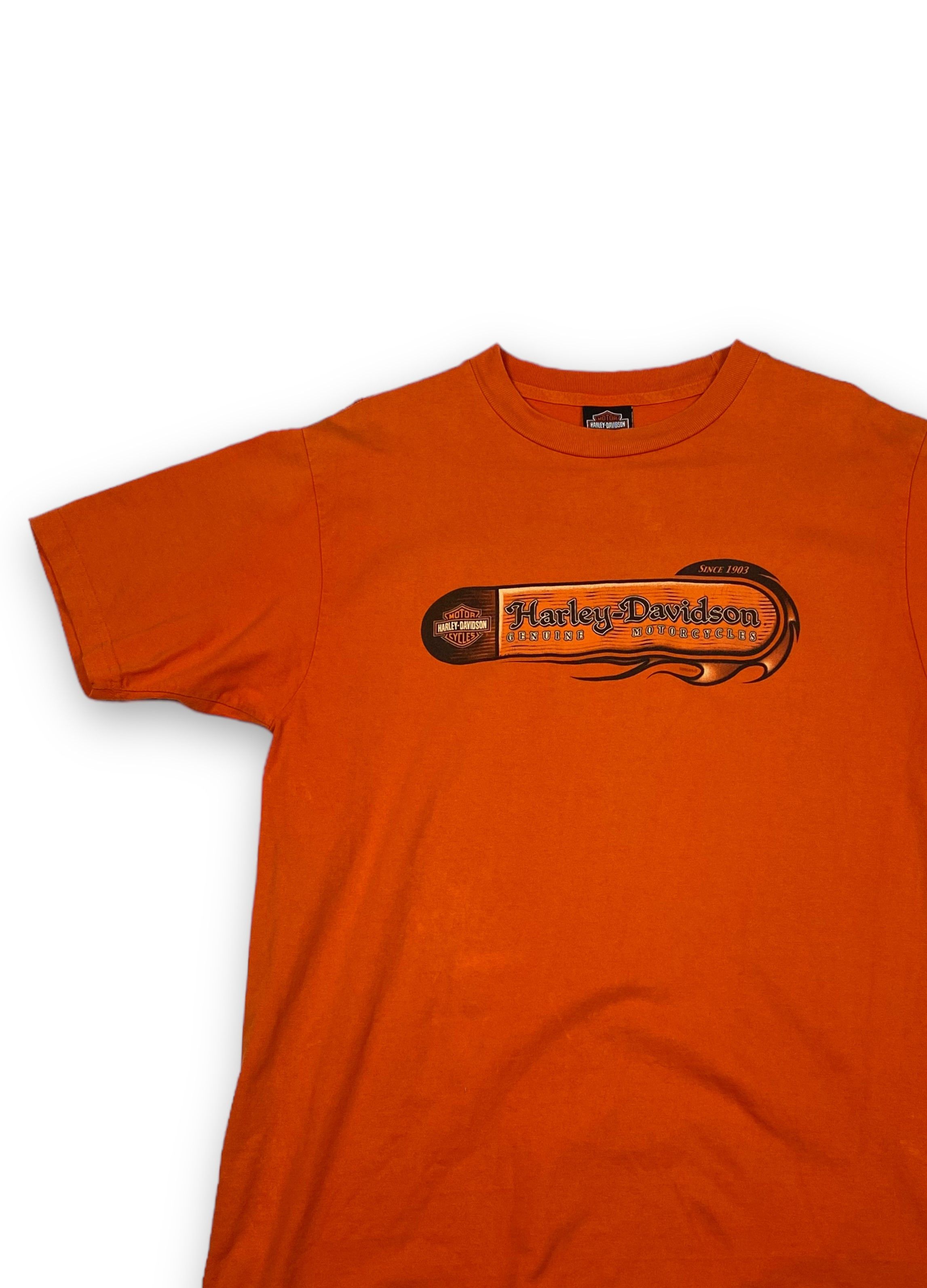 Harley Davidson Vintage HARLEY DAVIDSON US Made Big Logo Orange T-Shirt M745 Size US L / EU 52-54 / 3 - 3 Thumbnail