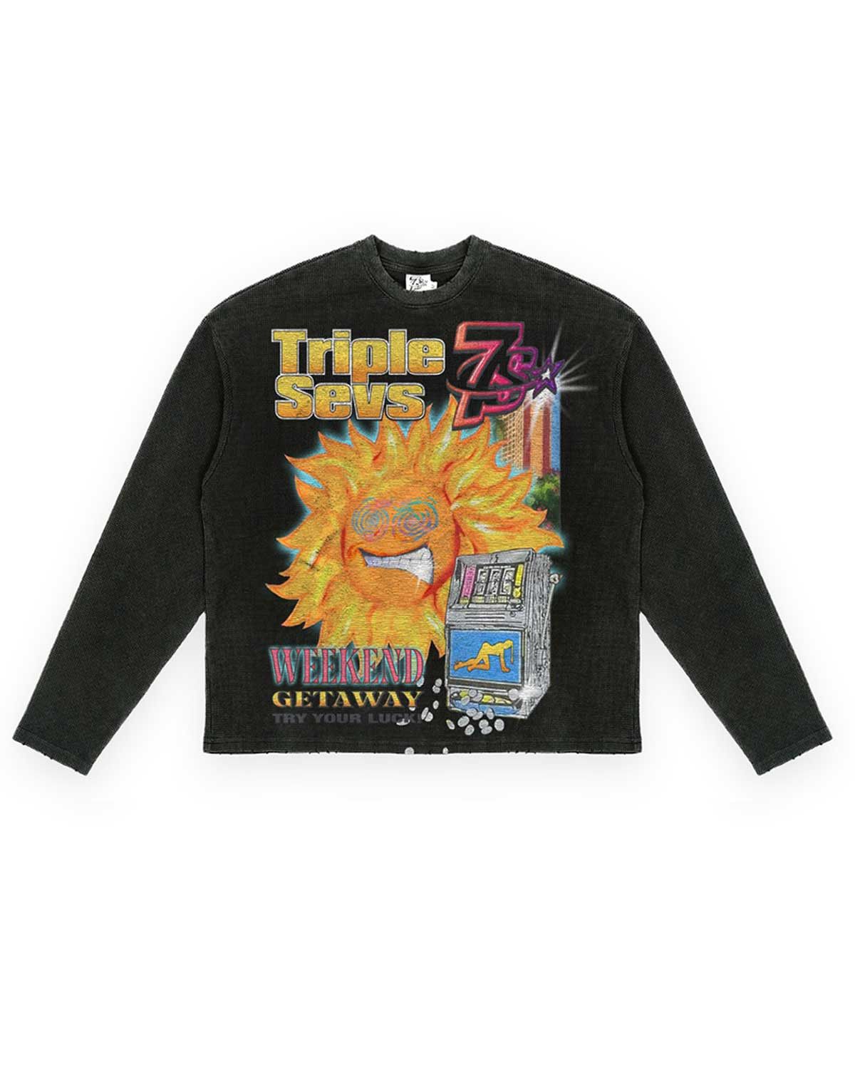 TRIPLE SEVENS Weekend Getaway Waffle Knit L/S Tee Black Size US M / EU 48-50 / 2 - 1 Thumbnail