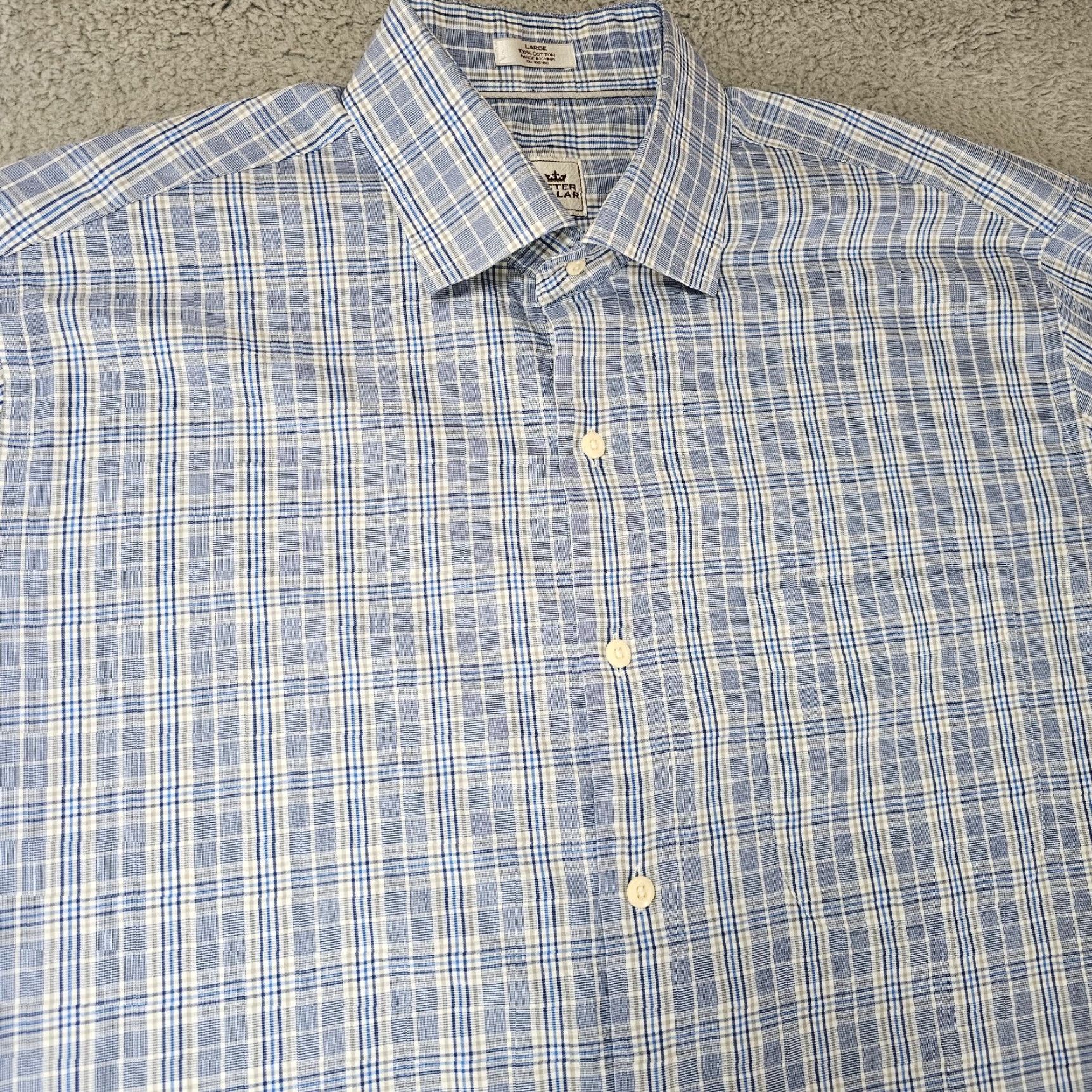 Peter Millar Peter Millar Shirt Mens Large Blue White Check Woven Button Up Cotton Size US L / EU 52-54 / 3 - 2 Thumbnail