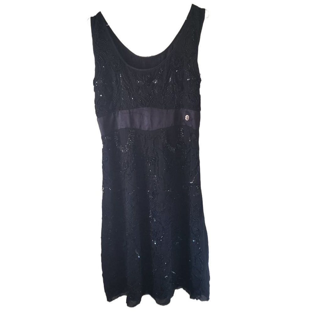 image of John Galliano Intricate Beading Black Cocktail Dress, Women's (Size Medium)
