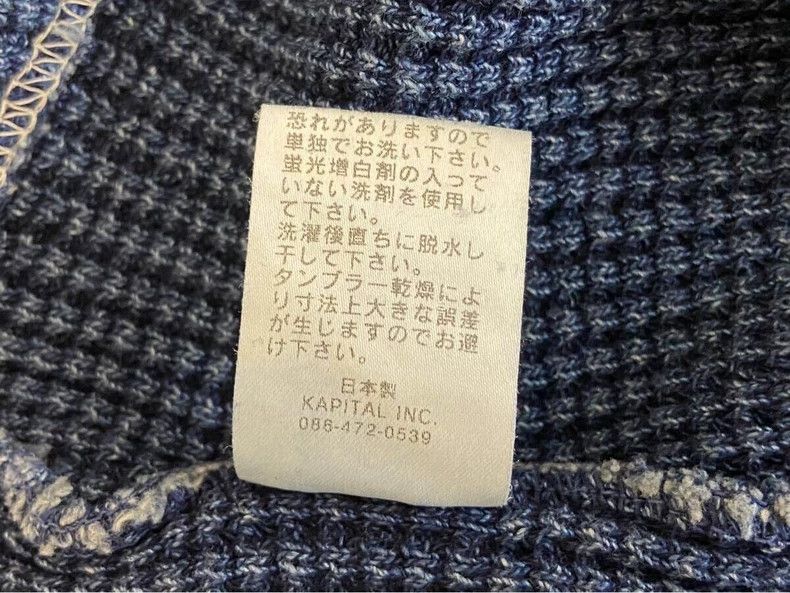 Kapital Kapital Blue Vintage Waffle Knit Long Sleeve Top-2506 Size US M / EU 48-50 / 2 - 9 Thumbnail