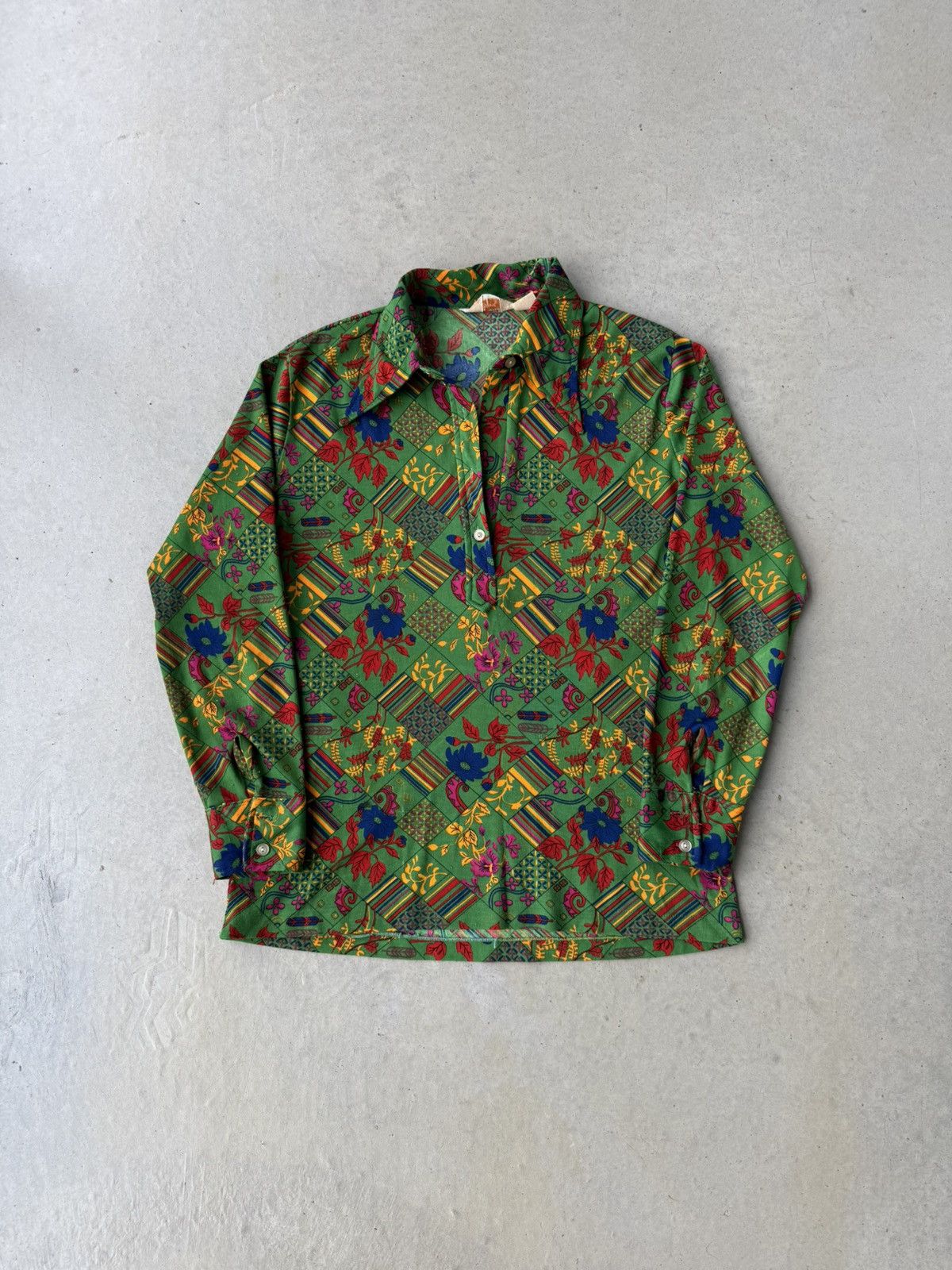 Vintage Vintage 1970s Floral Print Cotton Dress Shirt Size XL / US 12-14 / IT 48-50 - 1 Thumbnail