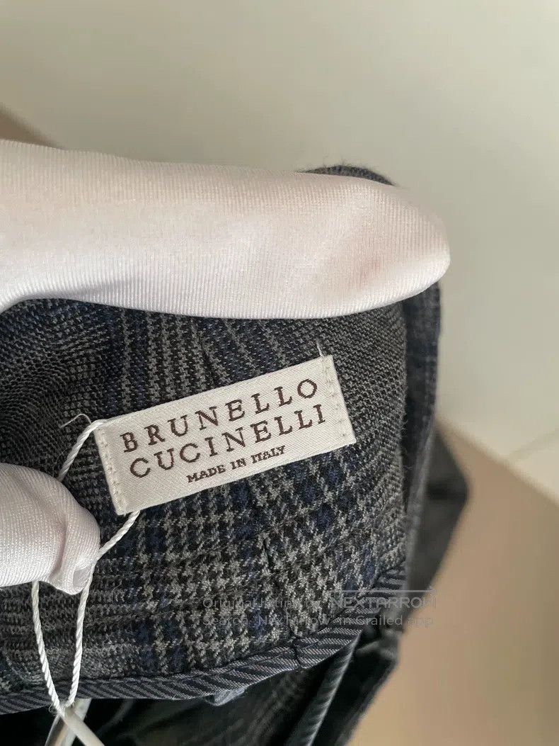 Brunello Cucinelli Brunello Cucinelli Grey Check New Wool Trousers Size 26" / US 2 / IT 38 - 3 Thumbnail