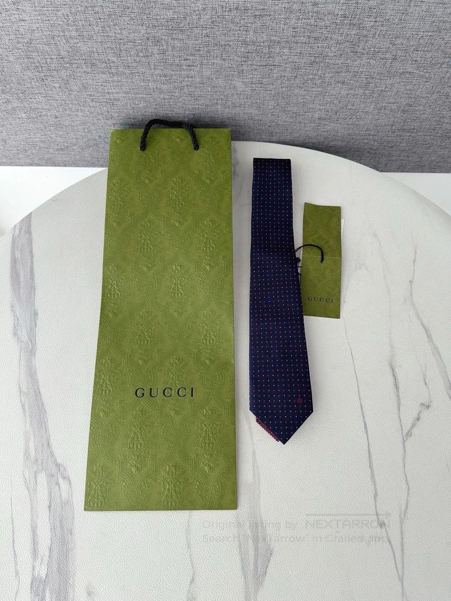 Gucci Gucci GG Embroidered Polka Dot Diamond Tie. Size ONE SIZE - 1 Thumbnail
