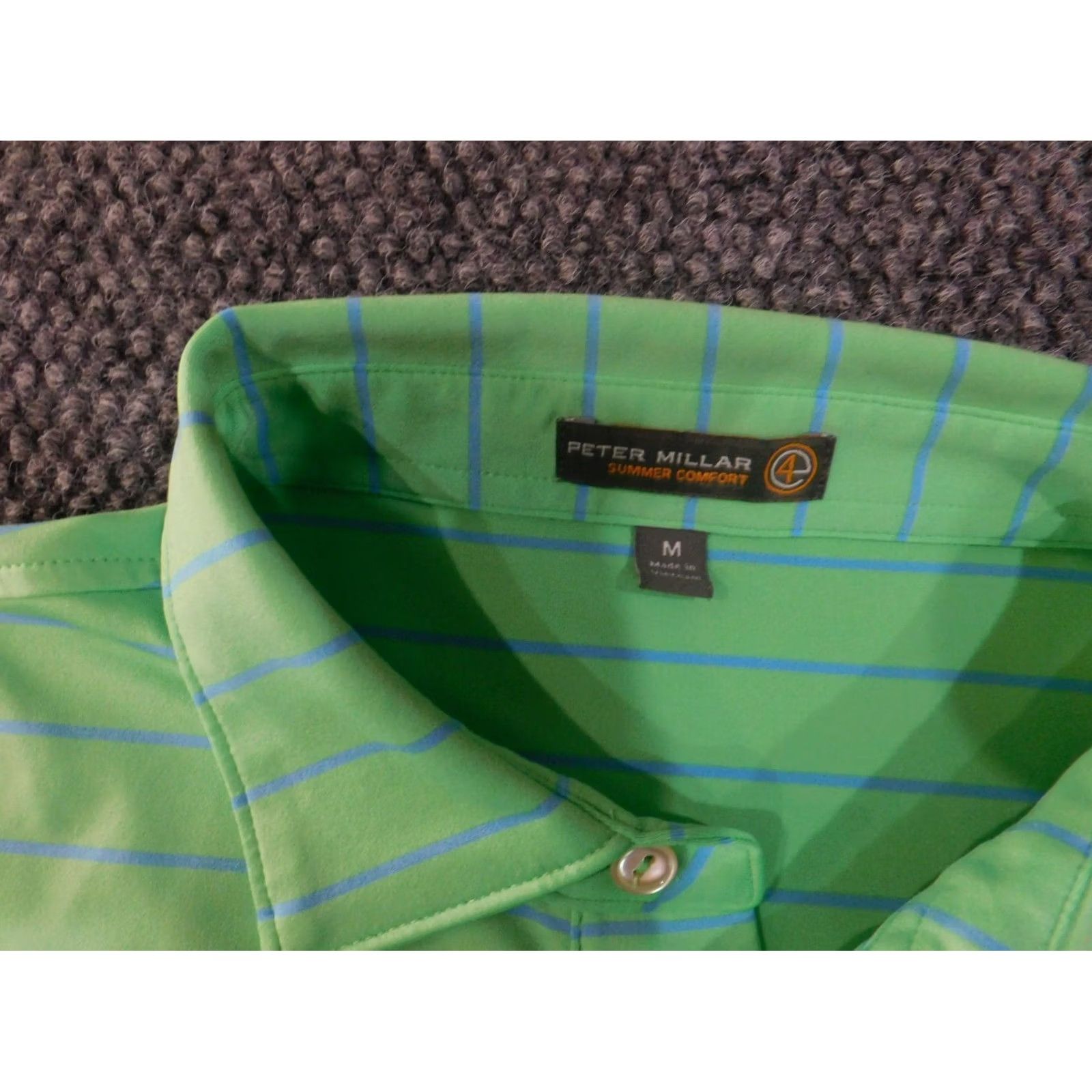 Peter Millar Peter Millar Polo Summer Comfort Green Striped Golf Knit Short Sleeve Mens L Classic Regular Size US L / EU 52-54 / 3 - 6 Thumbnail