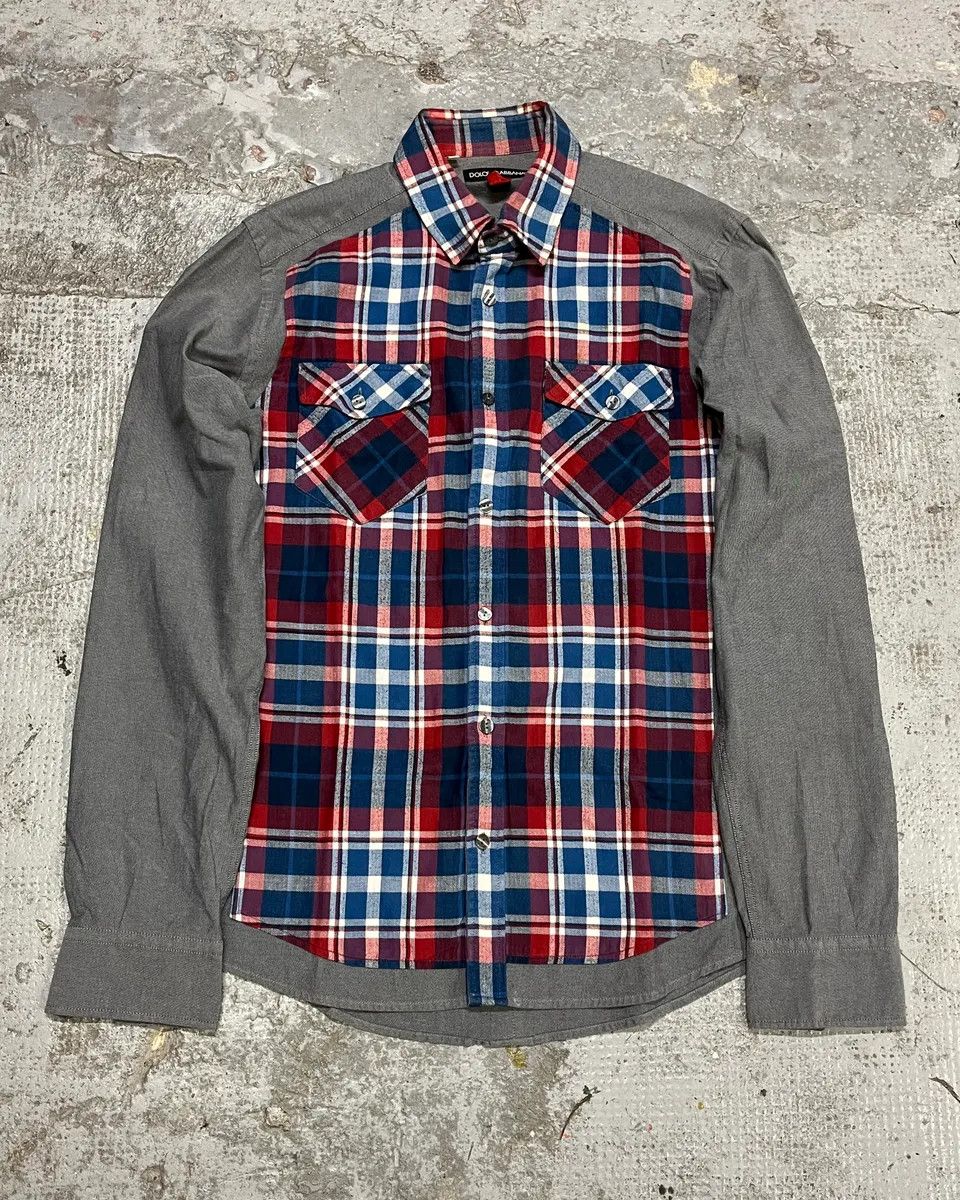 Dolce & Gabbana 2010s Dolce & Gabbana Checkered Grey Shirt Size US S / EU 44-46 / 1 - 1 Thumbnail