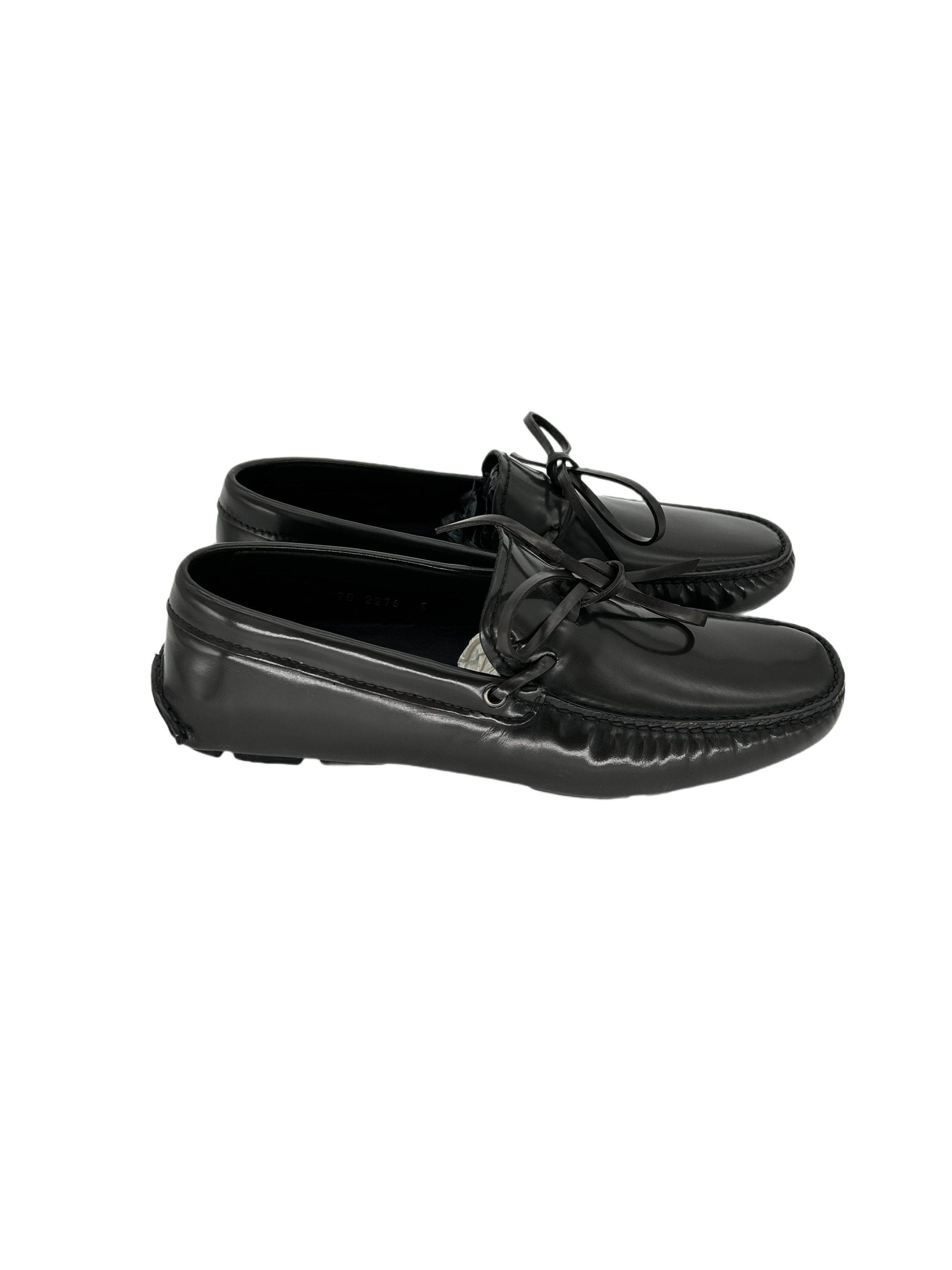 Prada Prada Grey Leather 'Driver' Shoes With Lace Detail Size US 6 / EU 39 - 2 Thumbnail