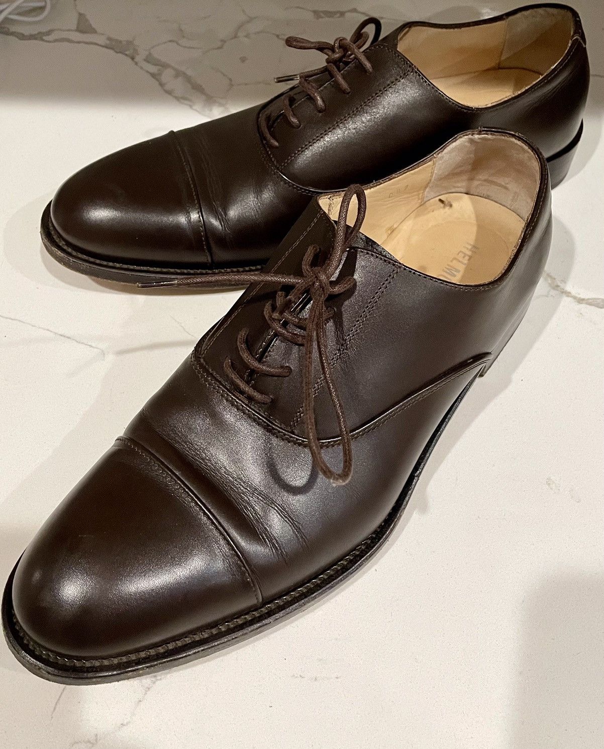 Helmut Lang × Vintage Gently used Real HELMUT LANG brown Leather Derby withToe Cap Size US 7 / EU 40 - 1 Thumbnail