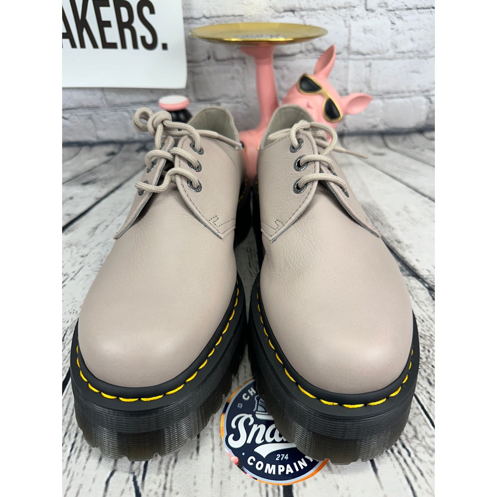 Dr. Martens Dr Martens Platform Oxfords Low Mens 12 Pinky Leather EU 46 Size US 12 / EU 45 - 2 Thumbnail