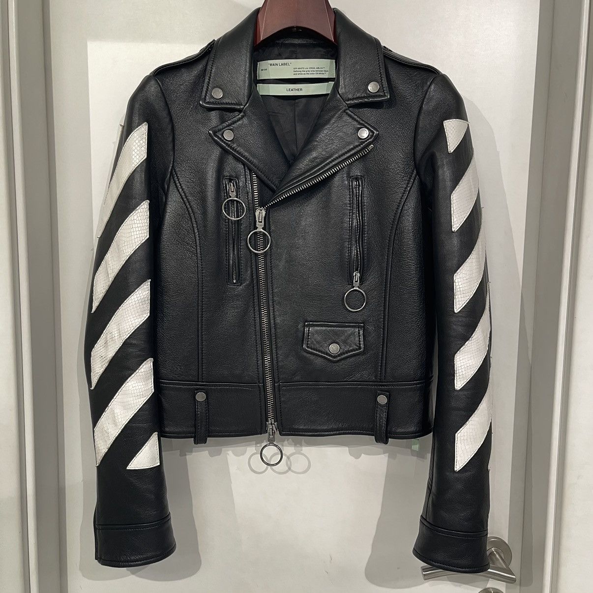 Leather jacket Off-White Black size XS International in Leather - 9559996