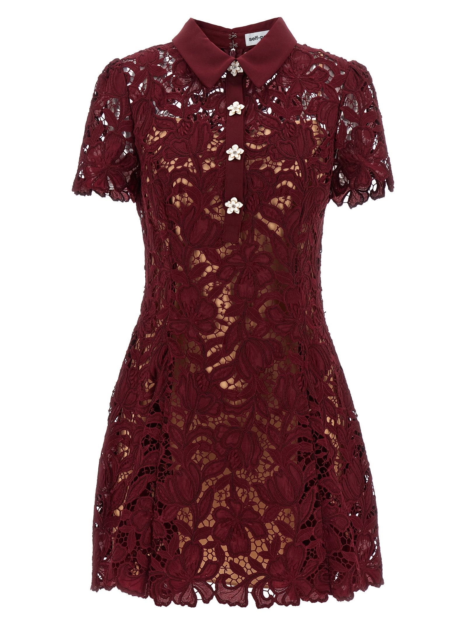 Self-Portrait 'Burgundy Lace Mini' dress Size XS / US 0-2 / IT 36-38 - 1 Thumbnail