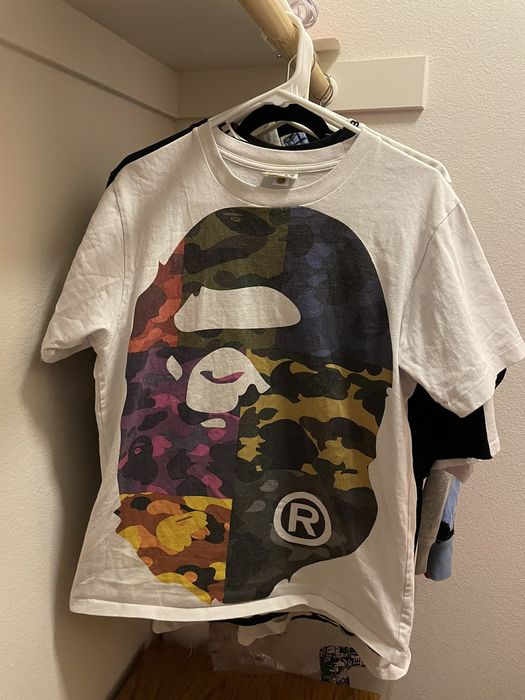 Bape Mix Camo Big Ape Head Tee | Grailed