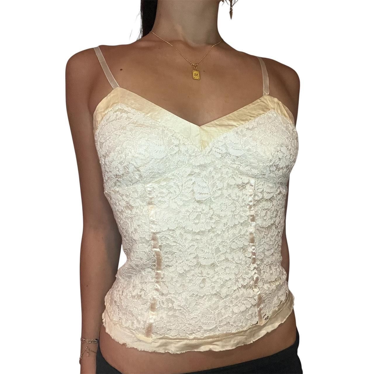 Rebecca Taylor Vintage cream&white lace corset cami top with back buttons🪷 Size XS / US 0-2 / IT 36-38 - 1 Thumbnail