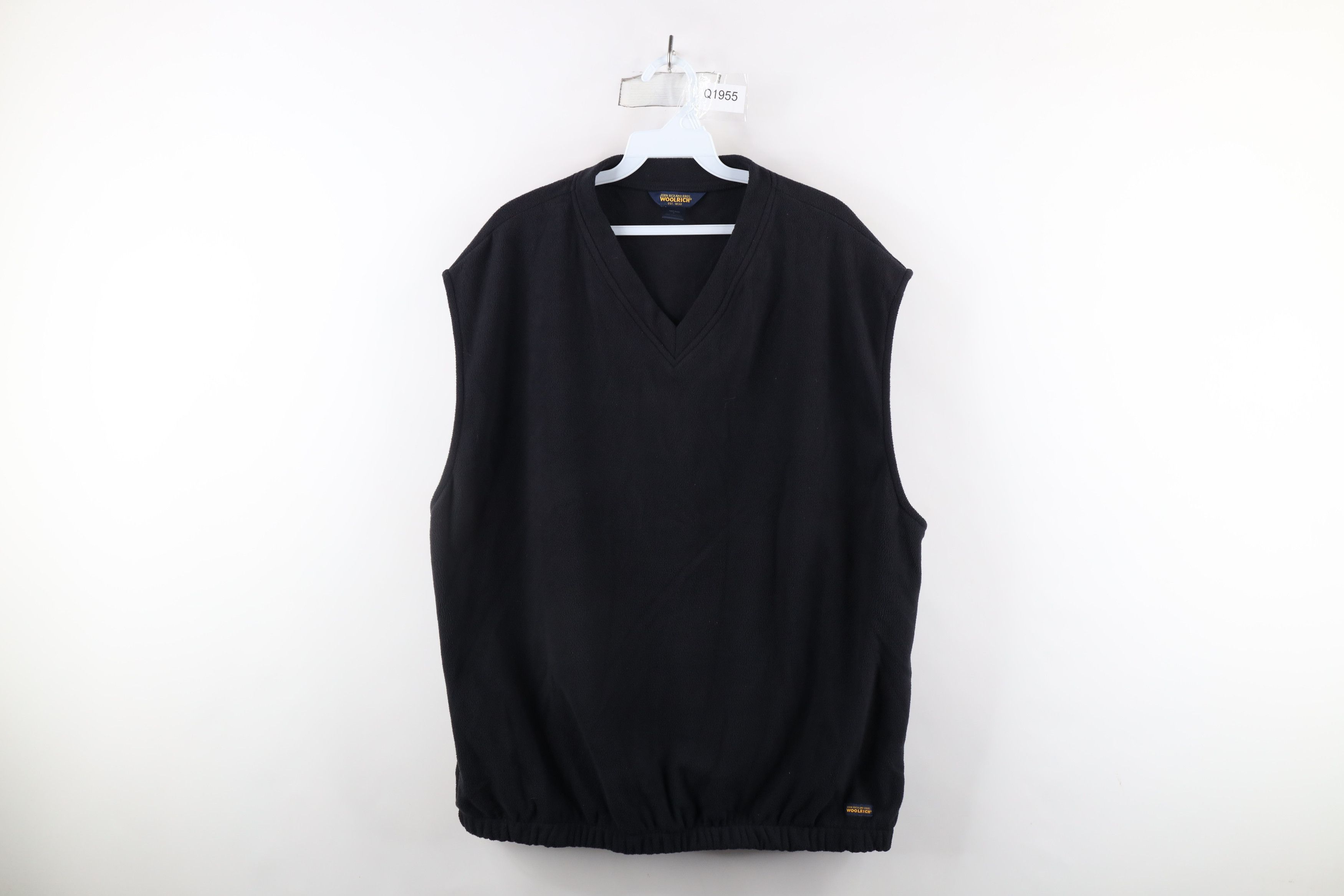 Vintage × Woolrich Woolen Mills Vintage 90s Woolrich Blank V-Neck Fleece Sweater Vest Black Size US L / EU 52-54 / 3 - 1 Thumbnail