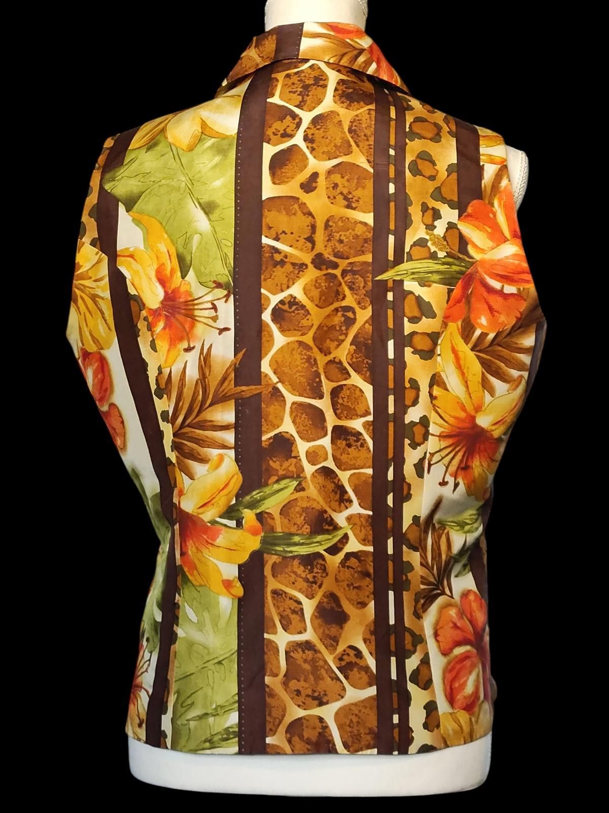 Other Vintage Silkland Sleeveless Zip-Up Top w/Animal/Floral Print Size M / US 6-8 / IT 42-44 - 6 Thumbnail
