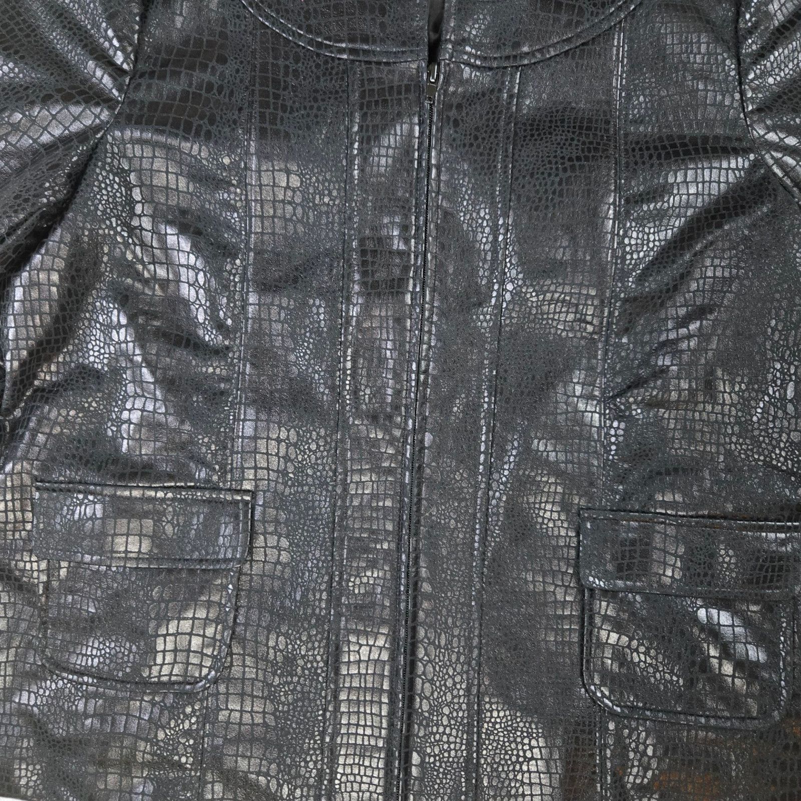 Other Y2K Black Faux Leather Croc Embossed Jacket Size Large Size L / US 10 / IT 46 - 4 Thumbnail