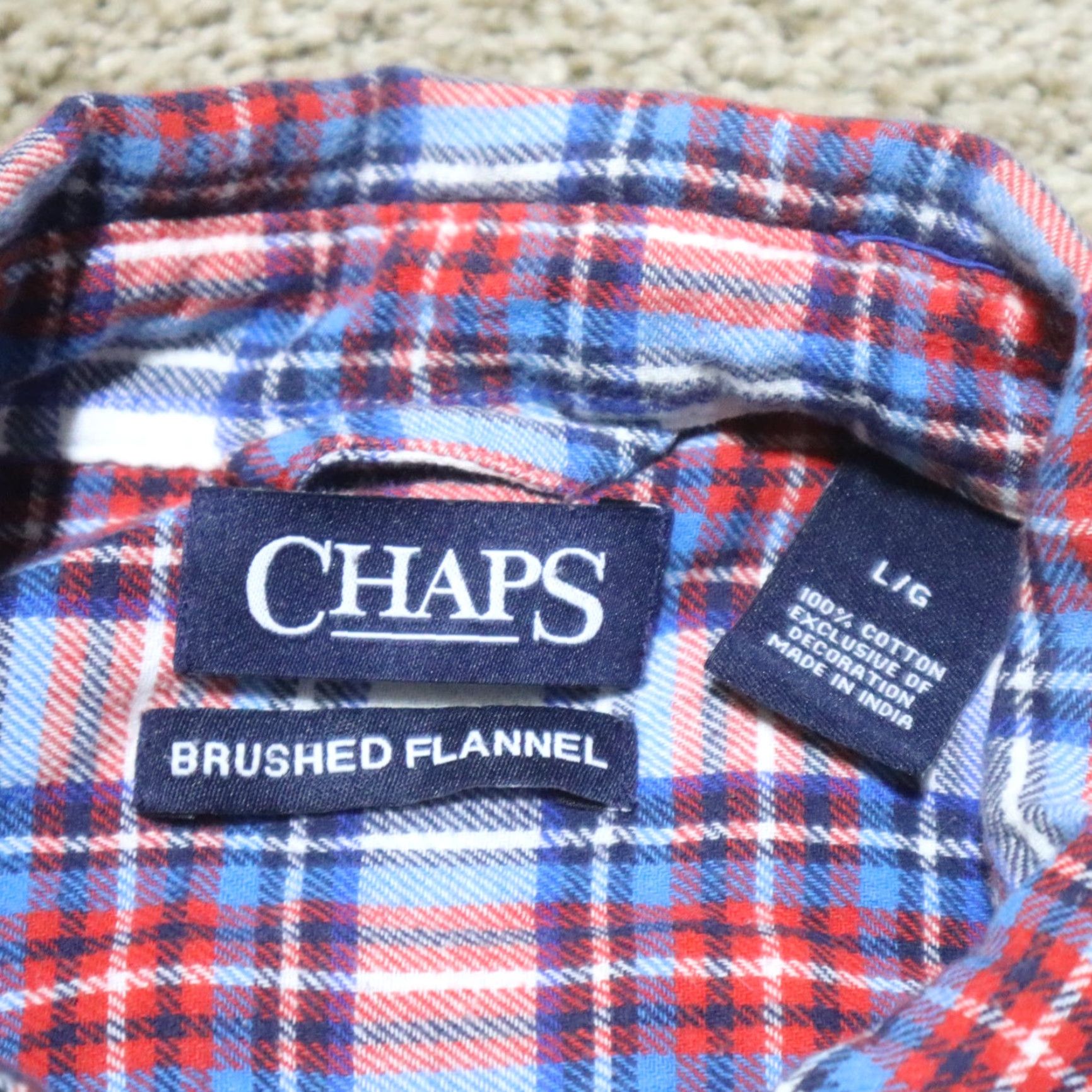 Chaps Chaps Shirt Adult Large Red Plaid Button Down Brushed Flannel Cotton Pocket 90s Outdoor Preppy Mens Size US L / EU 52-54 / 3 - 3 Thumbnail
