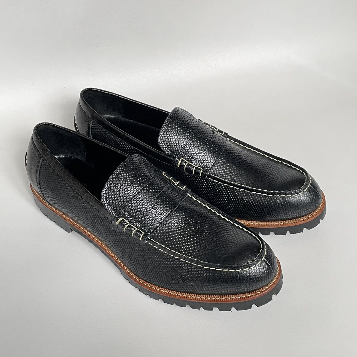 Comme des Garcons Commando Sole Textured Leather Loafers Size US 12 / EU 45 - 2 Thumbnail