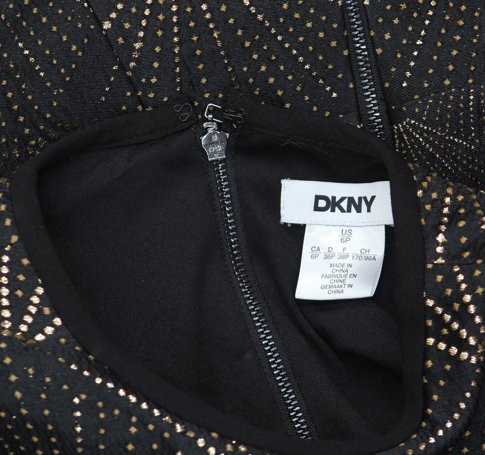 DKNY New Dkny Petite Brocade-texture Mini Dress Black / Gold 6p Size M / US 6-8 / IT 42-44 - 3 Thumbnail
