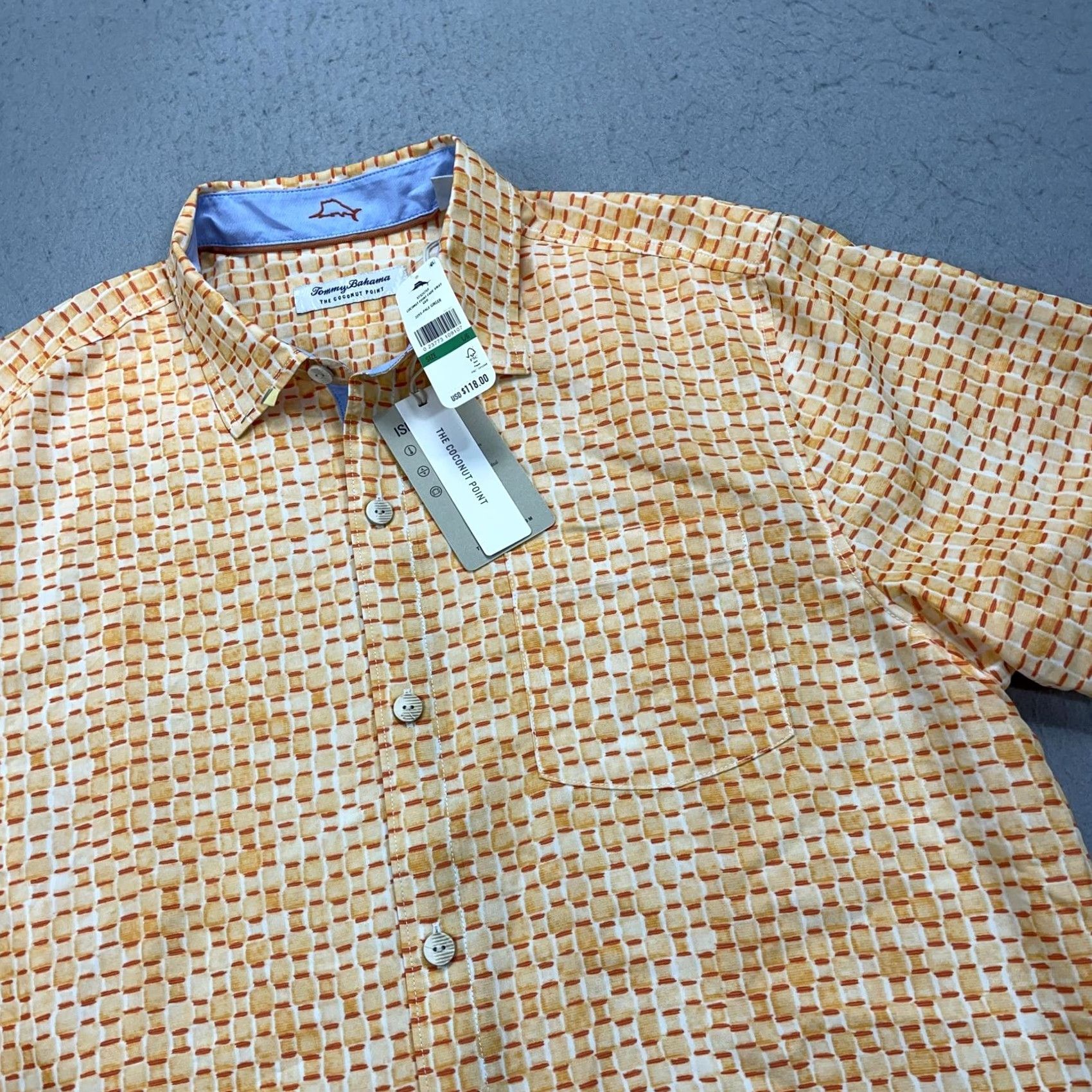 Tommy Bahama Tommy Bahama Shirt Mens L Orange Coconut Point Fade Away Geo IslandZone NWT Size US L / EU 52-54 / 3 - 3 Thumbnail