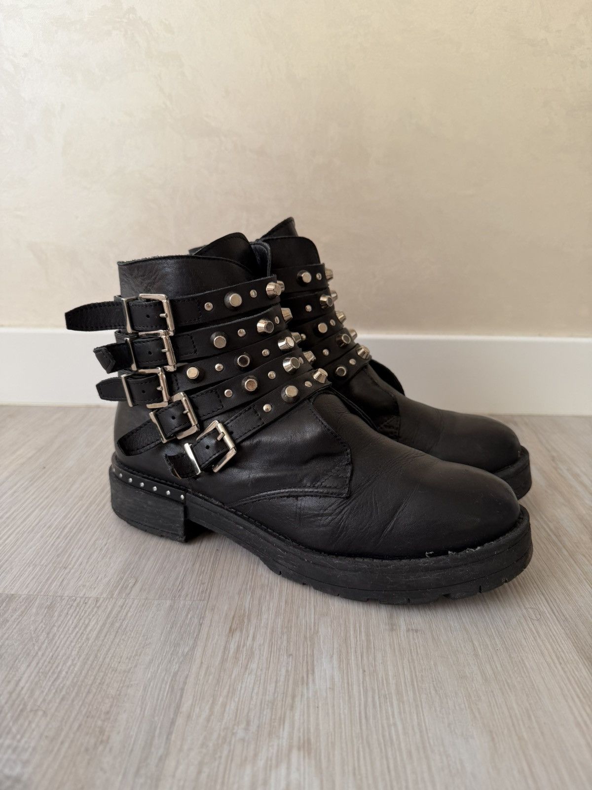 A.S.98 AS 98 Vibe Artisan Black Leather Side Zip Ankle Biker Boots Size US 6.5 / EU 39-40 - 7 Thumbnail