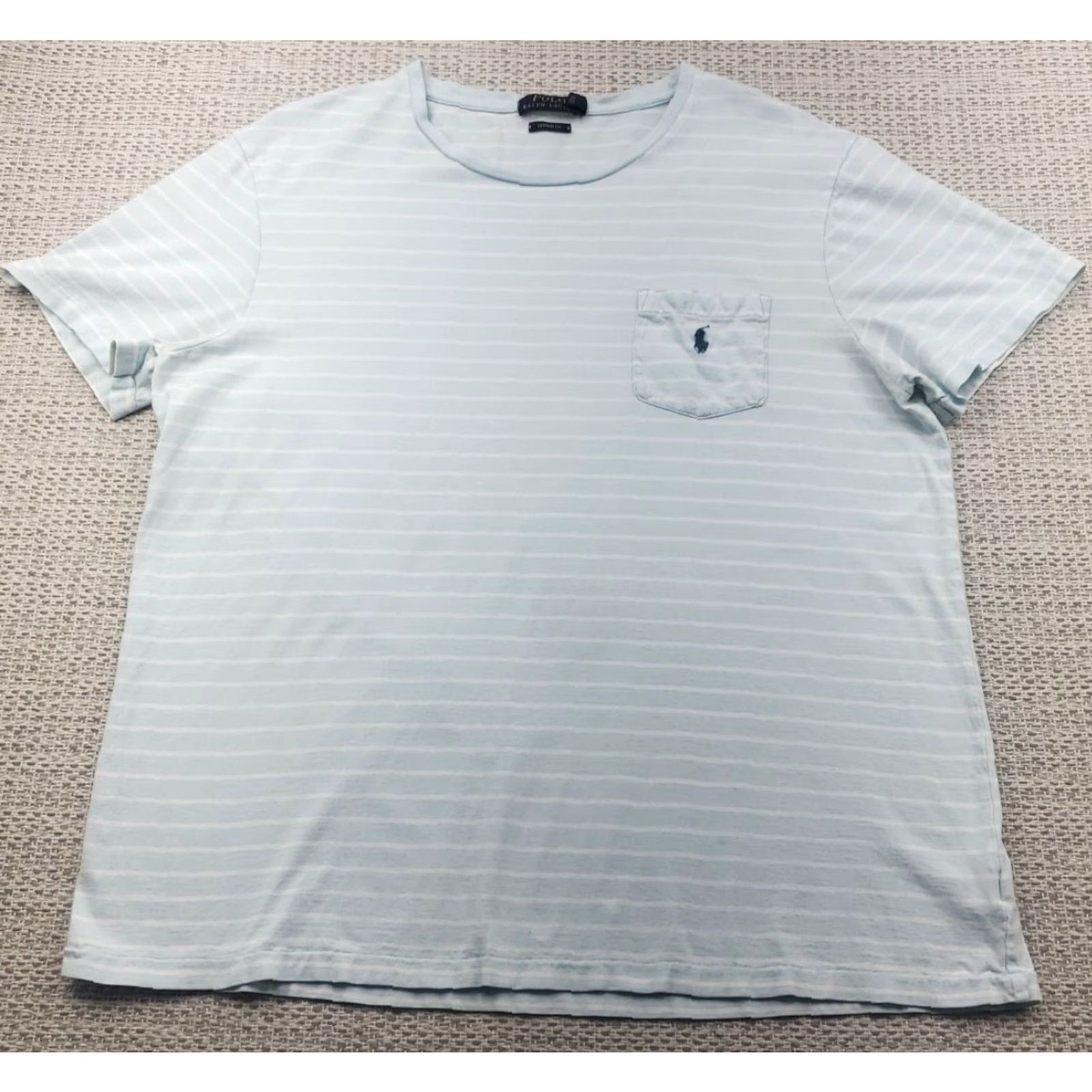 Ralph Lauren Polo Ralph Lauren Custom Fit T-Shirt Multicolor Striped Slim XL Mens Crew Neck Short Sleeve Light Blue Size US XL / EU 56 / 4 - 2 Thumbnail