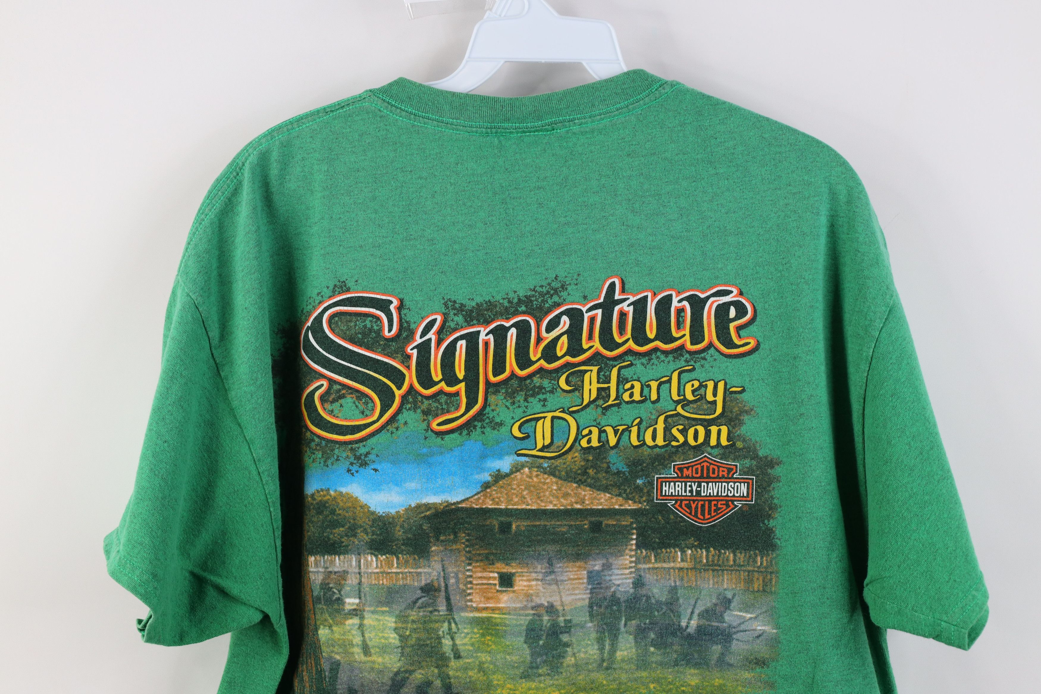 Harley Davidson Vintage Y2K Harley Davidson Spell Out Big Logo T-Shirt Green Size US L / EU 52-54 / 3 - 12 Thumbnail