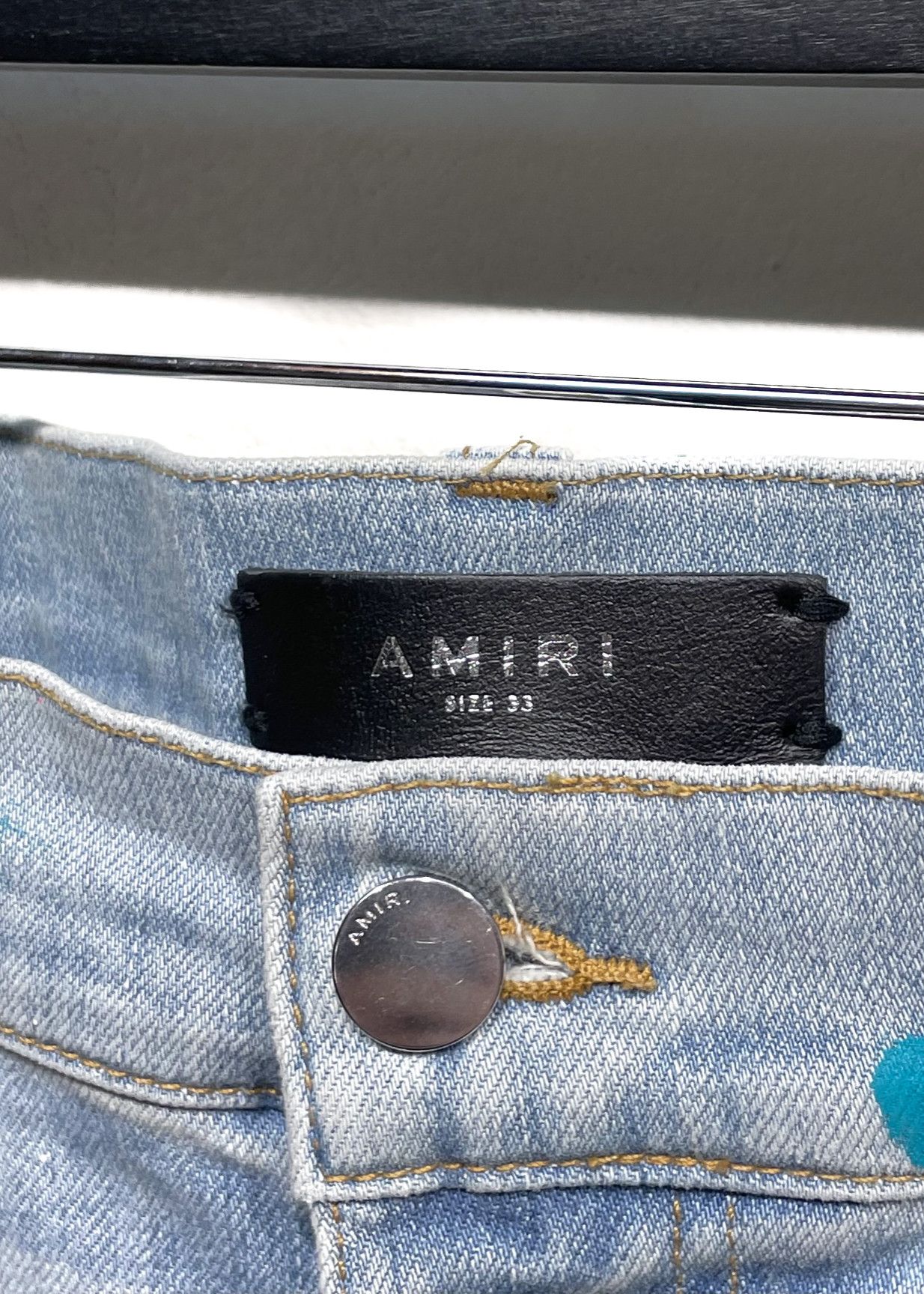 Amiri Amiri Light Blue Multicolour Paint Splattered Jeans Size US 33 - 6 Thumbnail