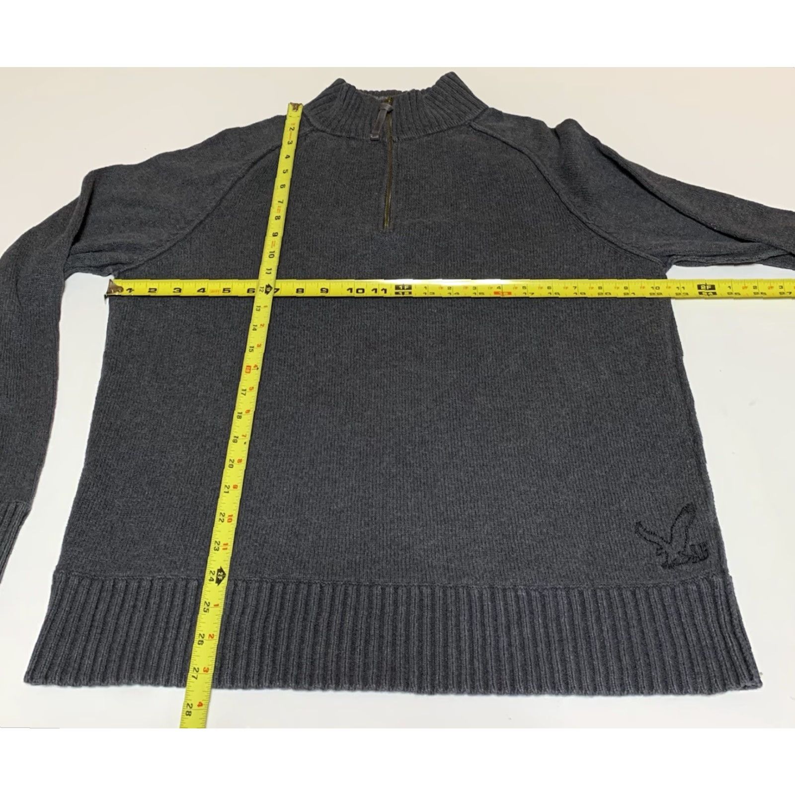 American Eagle Outfitters American Eagle Outfitters Sweater Men XL Gray 1/4 Zip 100% Cotton Pullover Mock Neck Logo KnIT Regular Size Type Size US XL / EU 56 / 4 - 4 Thumbnail