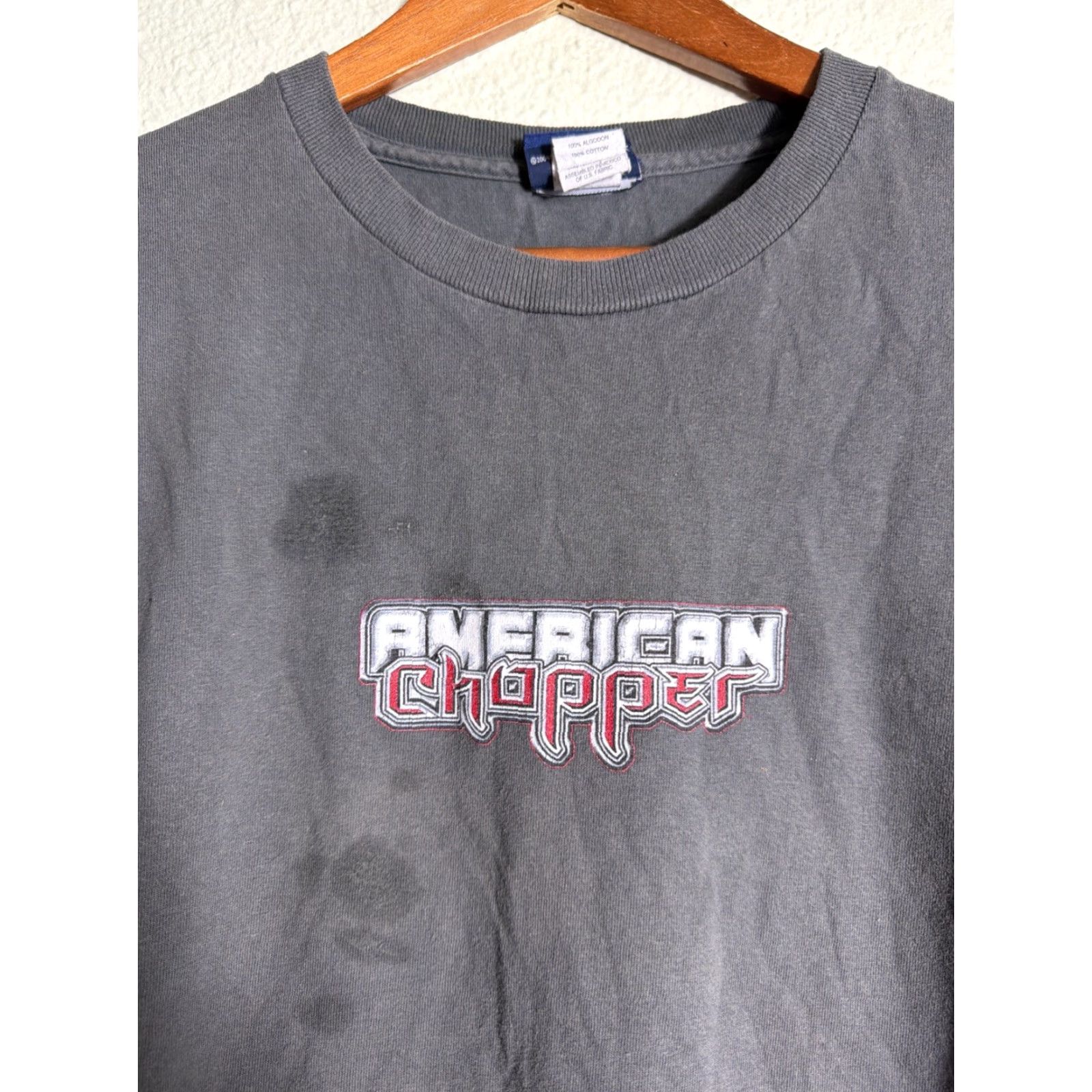 Vintage VINTAGE American Chopper Black Widow Motorcycle Graphic Shirt L Gray Unisex 30” Length 23” Chest Large Stains Size US L / EU 52-54 / 3 - 2 Thumbnail