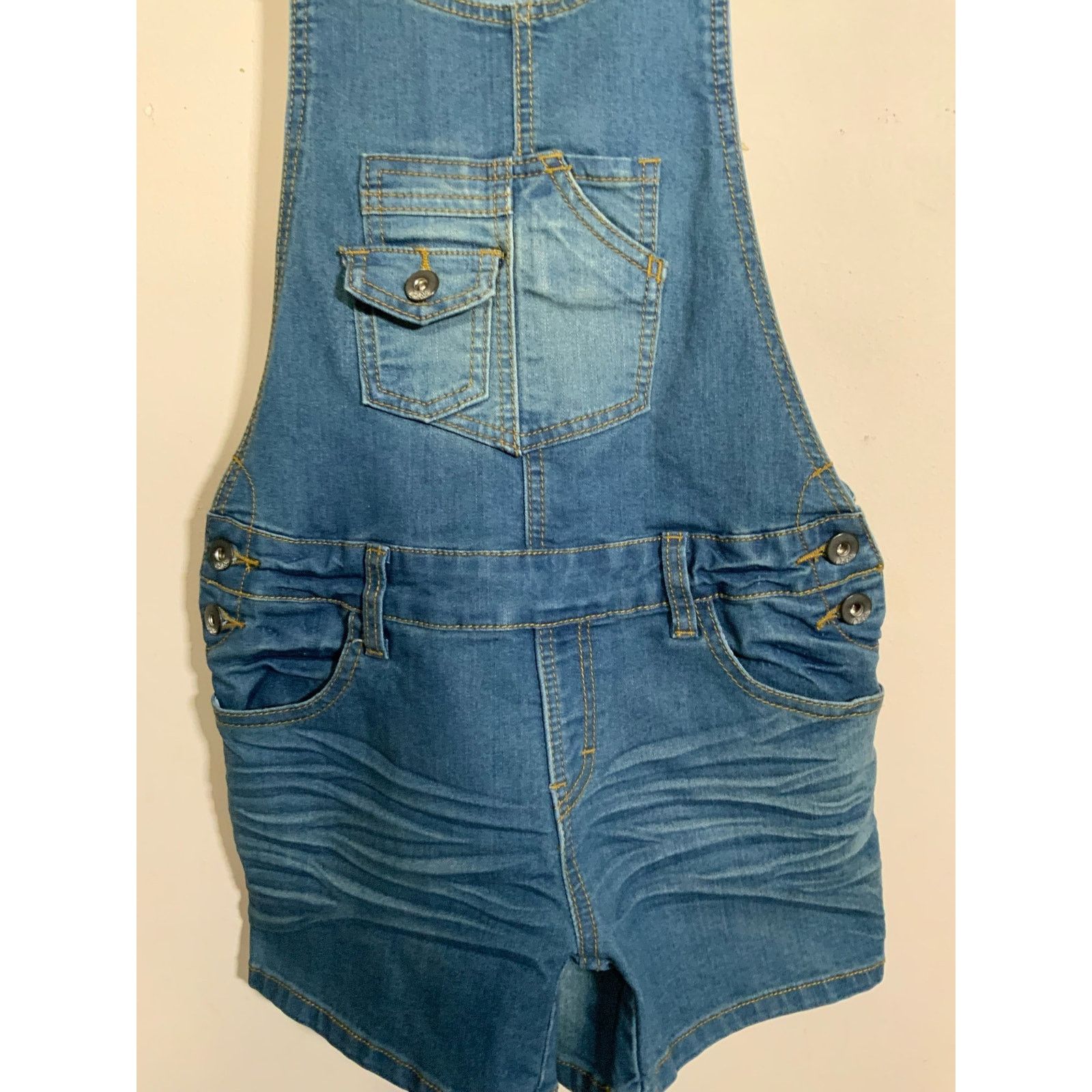 Unknown London Chi Ole Denim Architect Overalls Shorts Blue Women's S USED Size 27" / US 4 / IT 40 - 3 Thumbnail