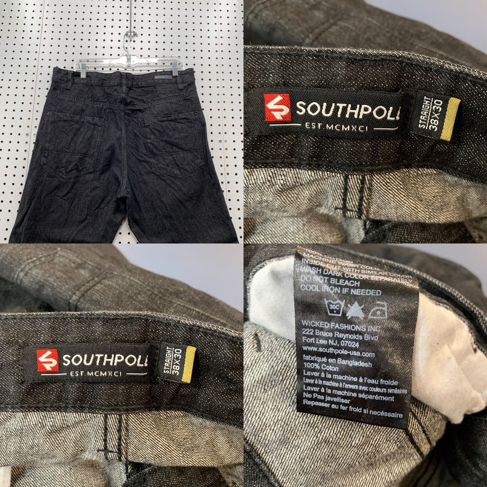 Southpole VINTAGE SouthPole Jeans Mens 38x29 Black Denim Straight Leg 90s Y2K Straight Jeans Mens Size US 38 / EU 54 - 9 Thumbnail