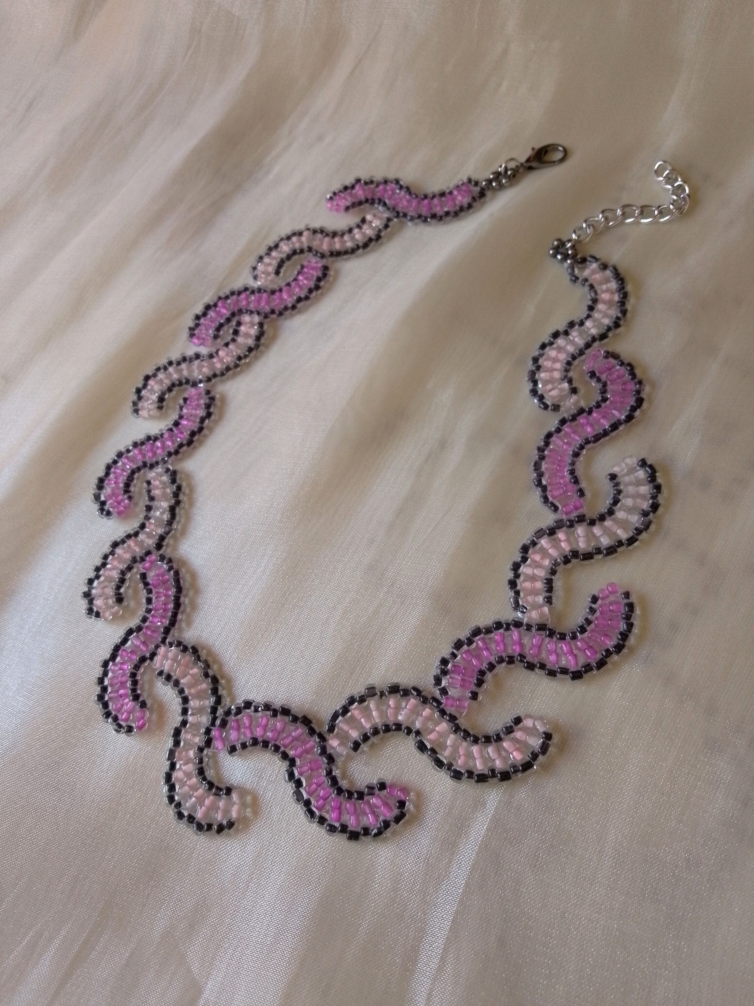 Handmade Necklace braided choker lilac pink super glamour Size ONE SIZE - 9 Thumbnail