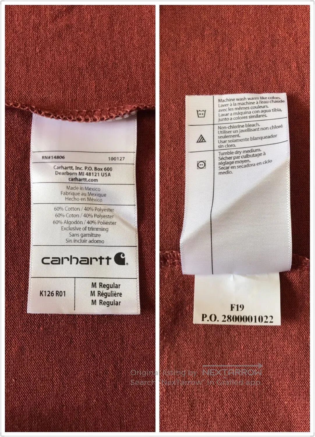 Carhartt Carhartt K126 R01 Barn Red Long Sleeve T. Size US M / EU 48-50 / 2 - 9 Thumbnail