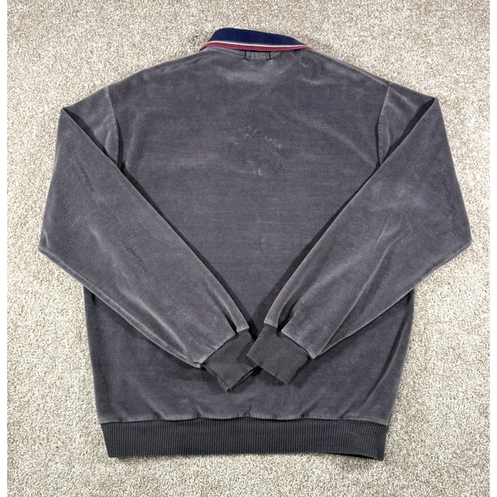 Van Heusen VINTAGE 90s Van Heusen Terry Cloth Collared Long Sleeve Size Medium Sweater Pullover Men Gray Pockets Knit Cotton Polyester Knit Size US M / EU 48-50 / 2 - 5 Thumbnail