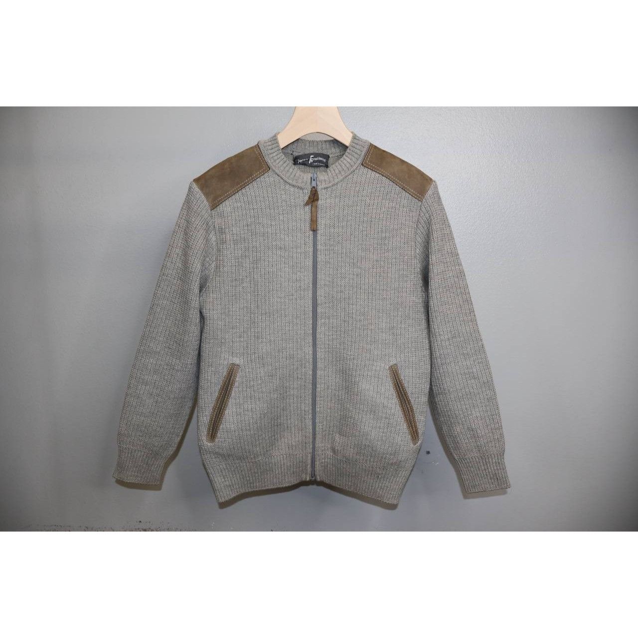 Vintage VTG Paul Fortica Wool Zip Cardigan Sweater Gray Suede Size US M / EU 48-50 / 2 - 1 Thumbnail