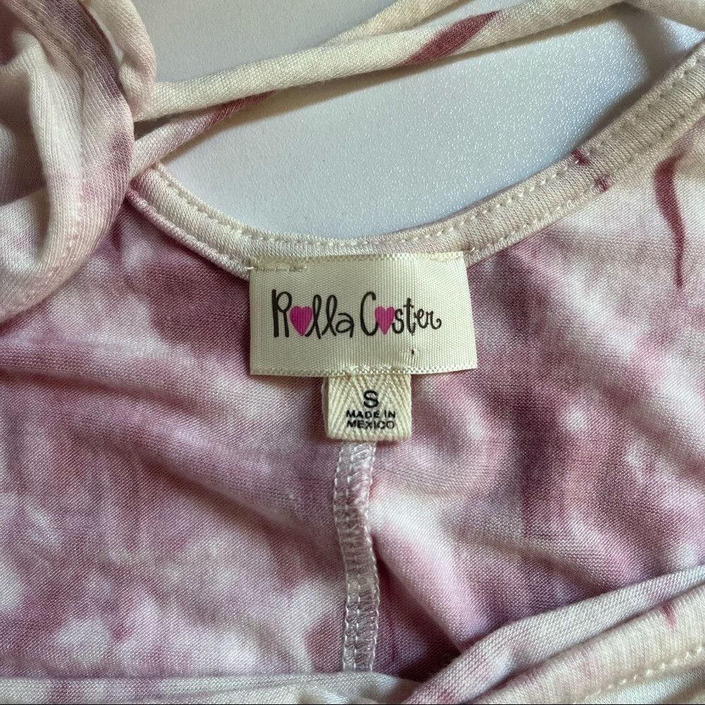 Designer Tie Dye Tunic Dress with Criss Cross Back. Pink White Small Size ONE SIZE - 5 Thumbnail
