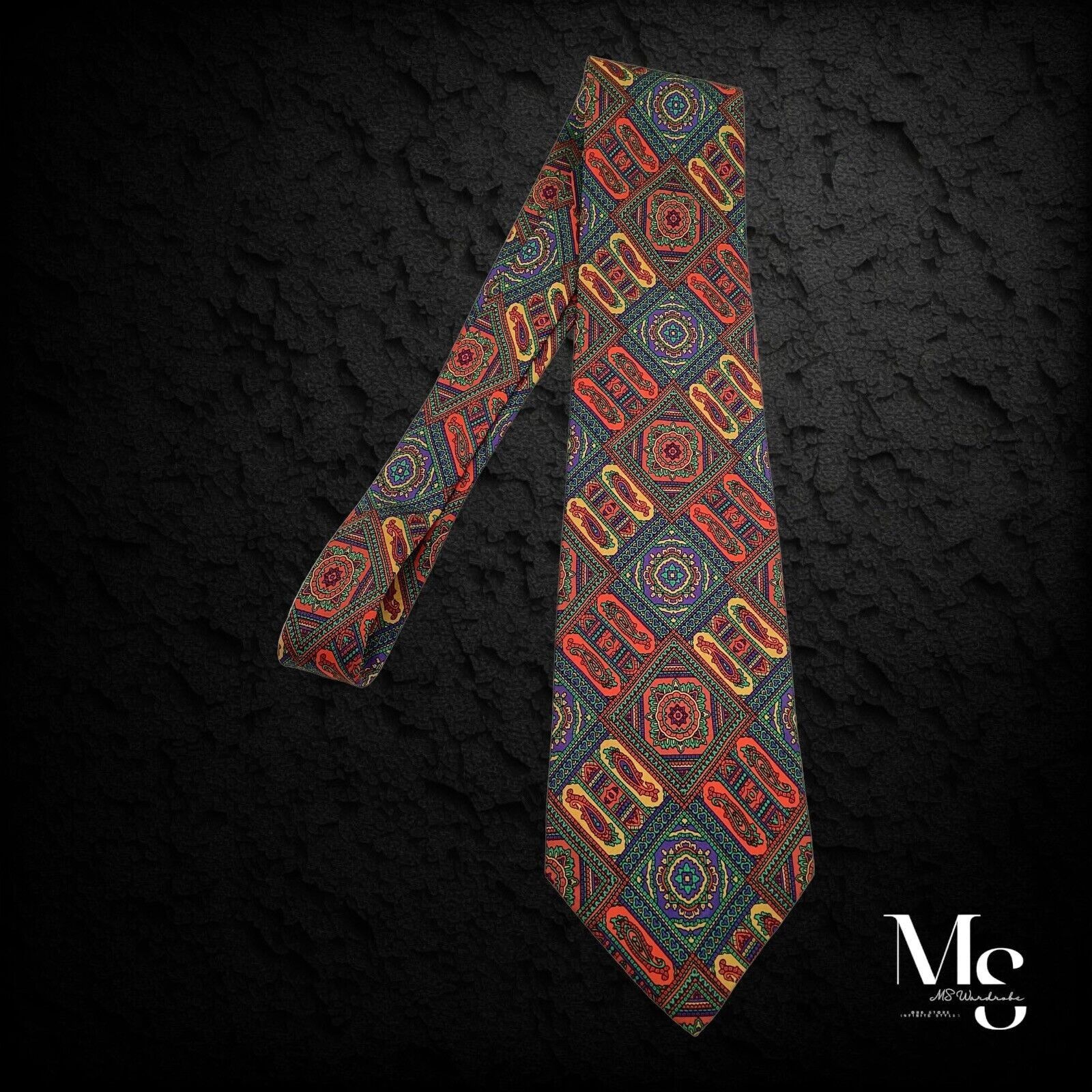 Yves Saint Laurent YVES SAINT LAURENT Multicolor Paisley Silk Tie Italy W: 3."5 Size ONE SIZE - 6 Thumbnail