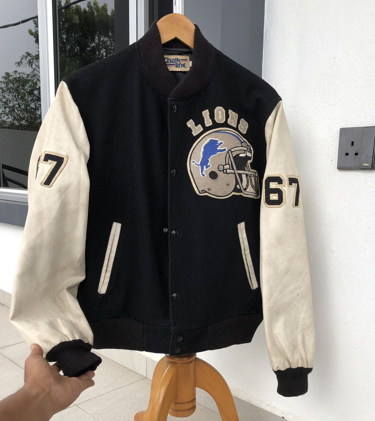 Chalk Line Vintage 80s Chalk Line Wool Leather Varsity Jacket Size US M / EU 48-50 / 2 - 11 Thumbnail