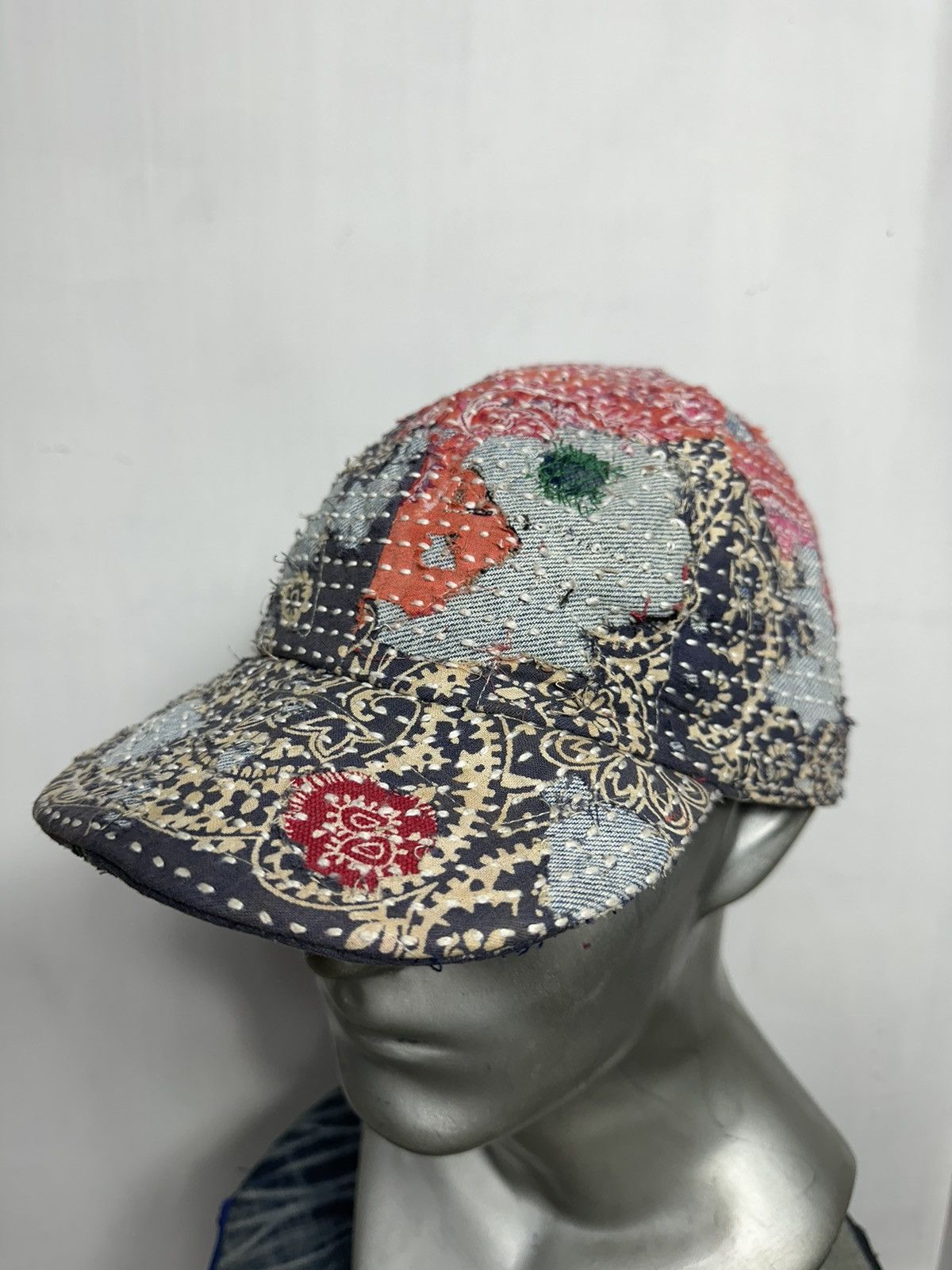 Handmade Custom Made Distressed Paisley Patchwork Boro hats Size ONE SIZE - 6 Thumbnail