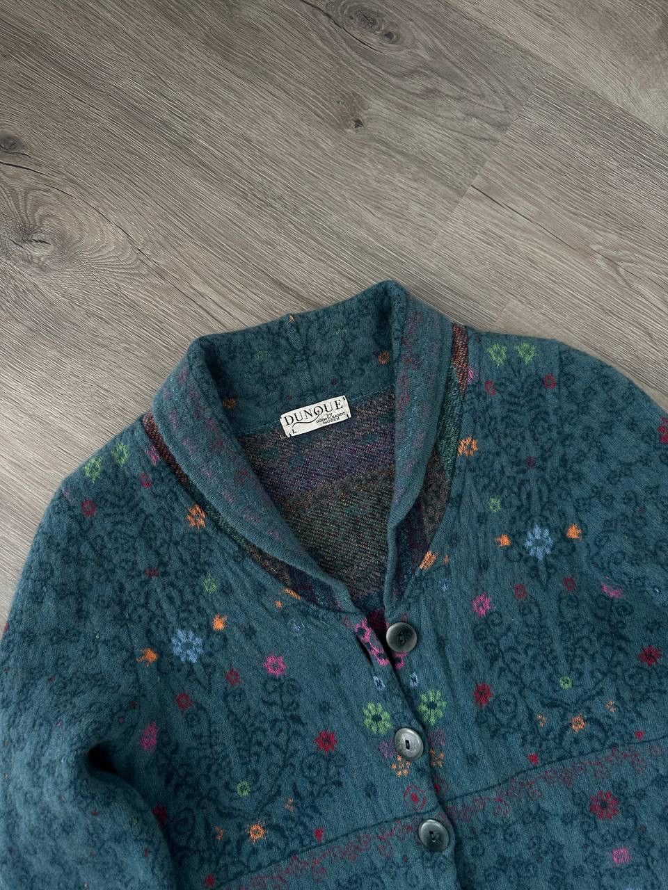 Japanese Brand × Vintage Vintage DUNQUE Wool Cardigan Floral Sweater Size US M / EU 48-50 / 2 - 5 Thumbnail