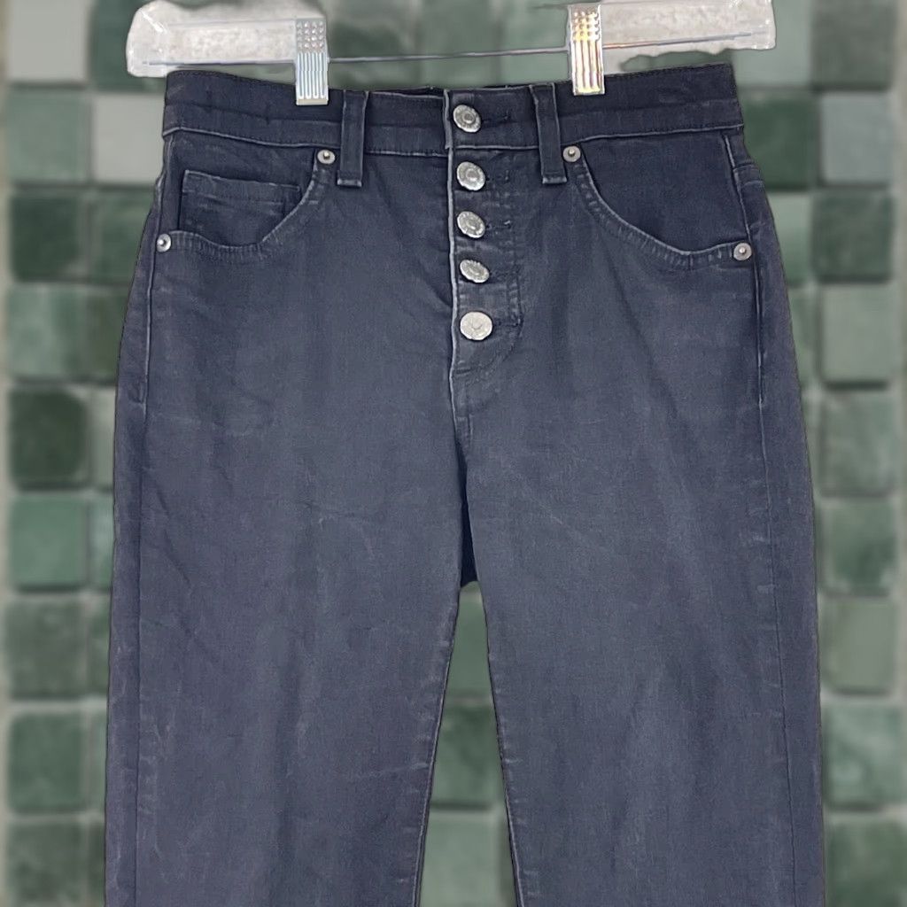 Veronica Beard VERONICA BEARD Debbie Skinny High-Rise Jeans Womens Size 25 Black Denim Mid-Rise Jeans Size 42" / US 20 - 1 Thumbnail