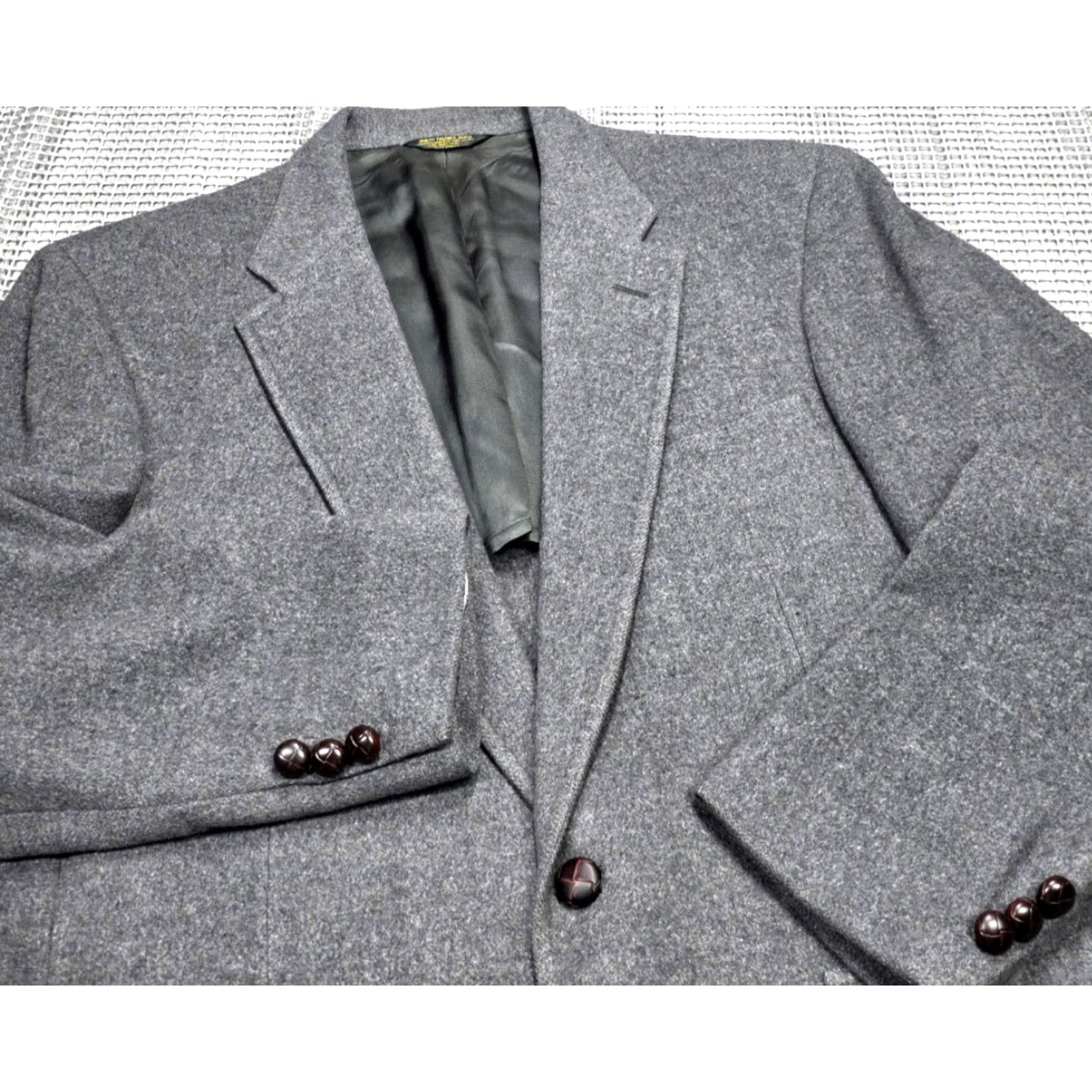 Vintage VINTAGE Palm Beach Blazer 42 Men Gray 100% Camel Hair Two-Button Leather Button Jacket Single-Breasted Casual Business Wedding Mens Men Size 42R - 3 Thumbnail