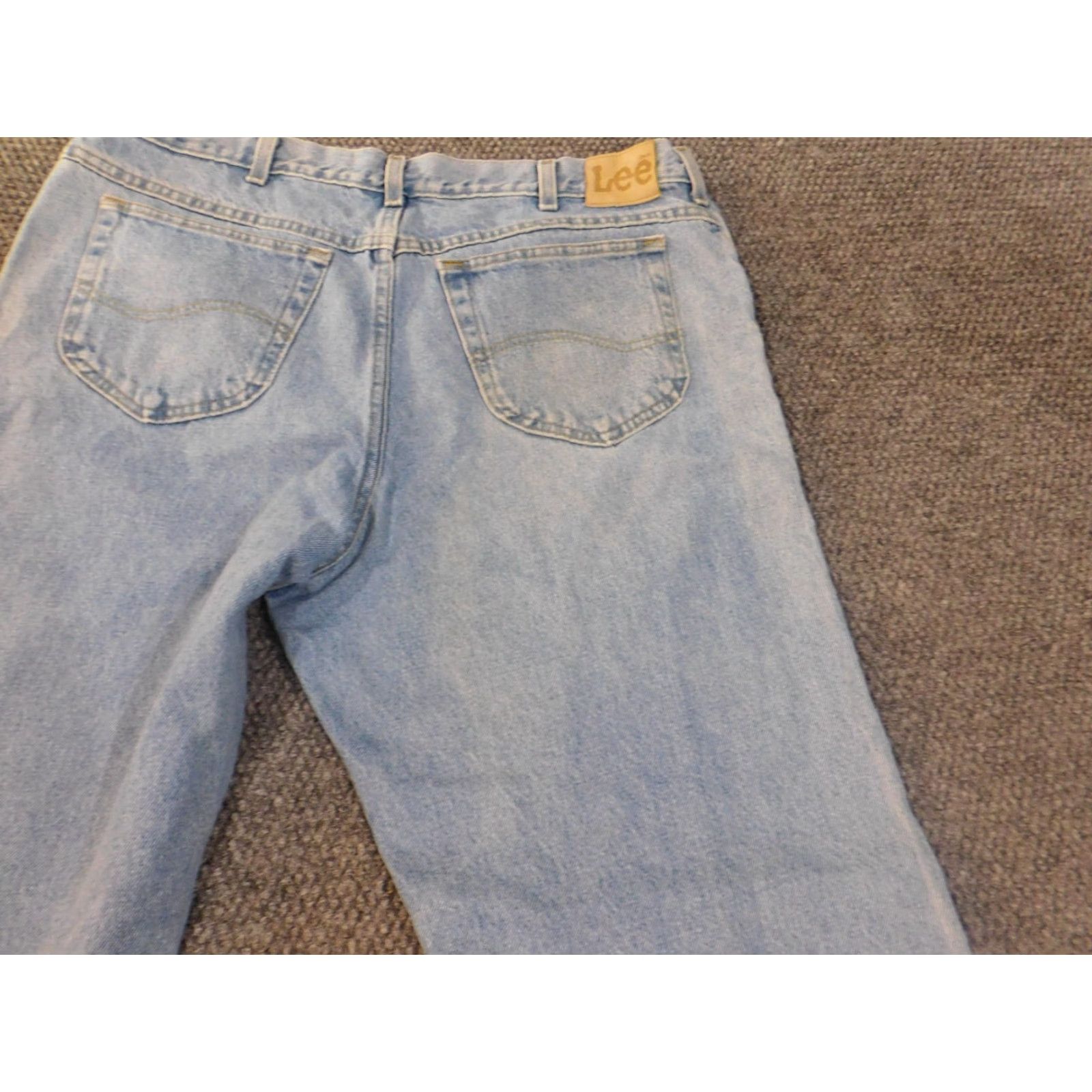 Lee Lee Jeans Men 42x30 Straight Blue Light Wash Vintage Denim Classic Work Pants Mens Regular Straight Jeans Zipper Pockets American 90s Style Size US 42 / EU 58 - 6 Thumbnail