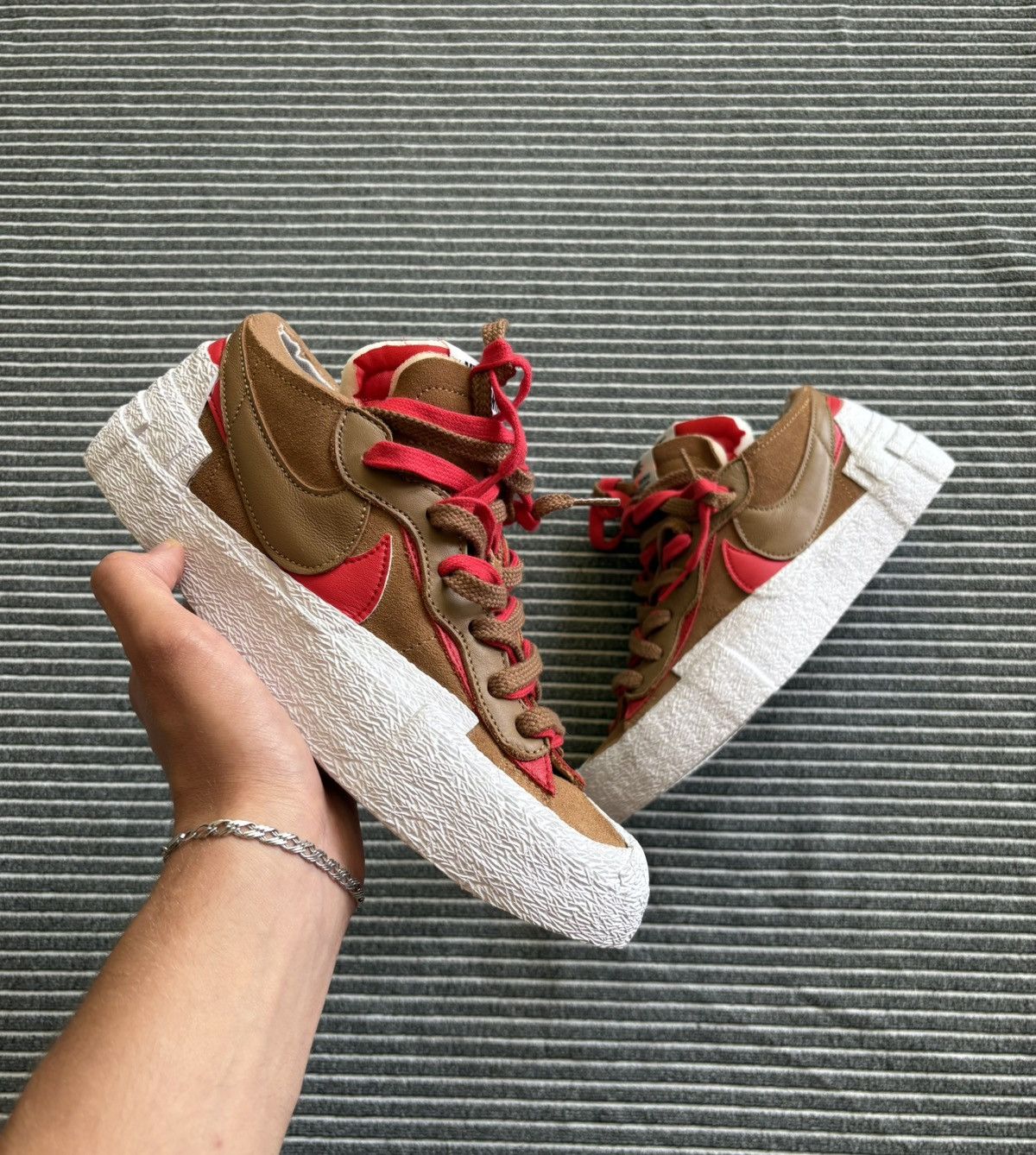 Nike blaze low x sacai british tan mens