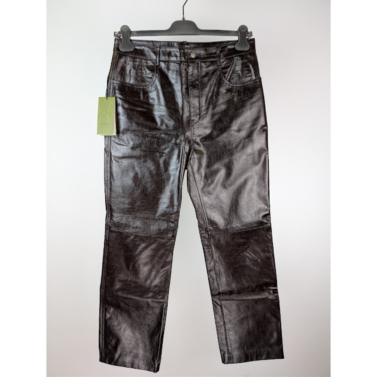 Gucci o1rshd1 Shiny Soft Leather Pant in Shiny Bordeaux Size US 34 / EU 50 - 2 Thumbnail