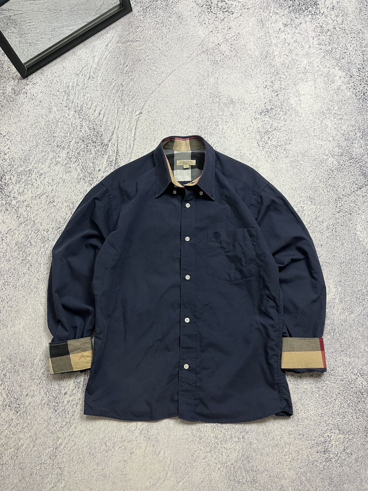 Burberry × Vintage Vintage Burberry Brit Nova Check Navy Button Up Shirt M Size US M / EU 48-50 / 2 - 1 Thumbnail